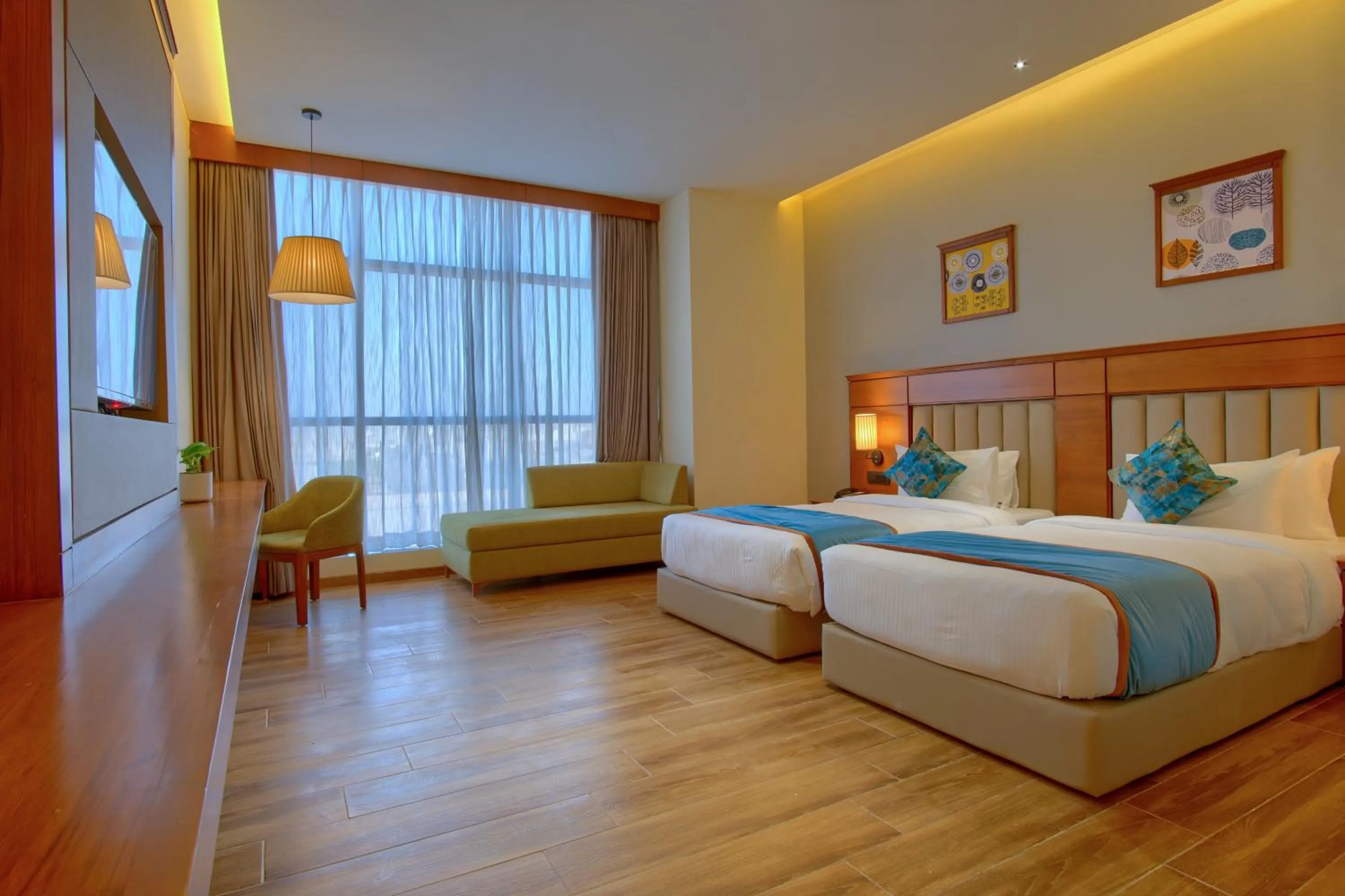 Seating area, Bed in Sayaji Morbi