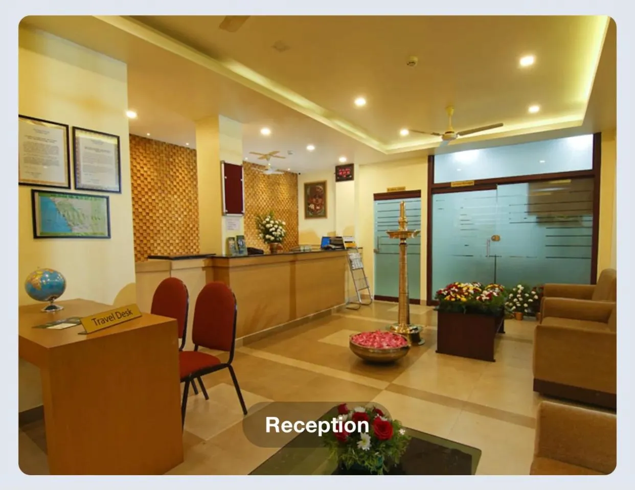 Seating area in Hotel Sasthapuri