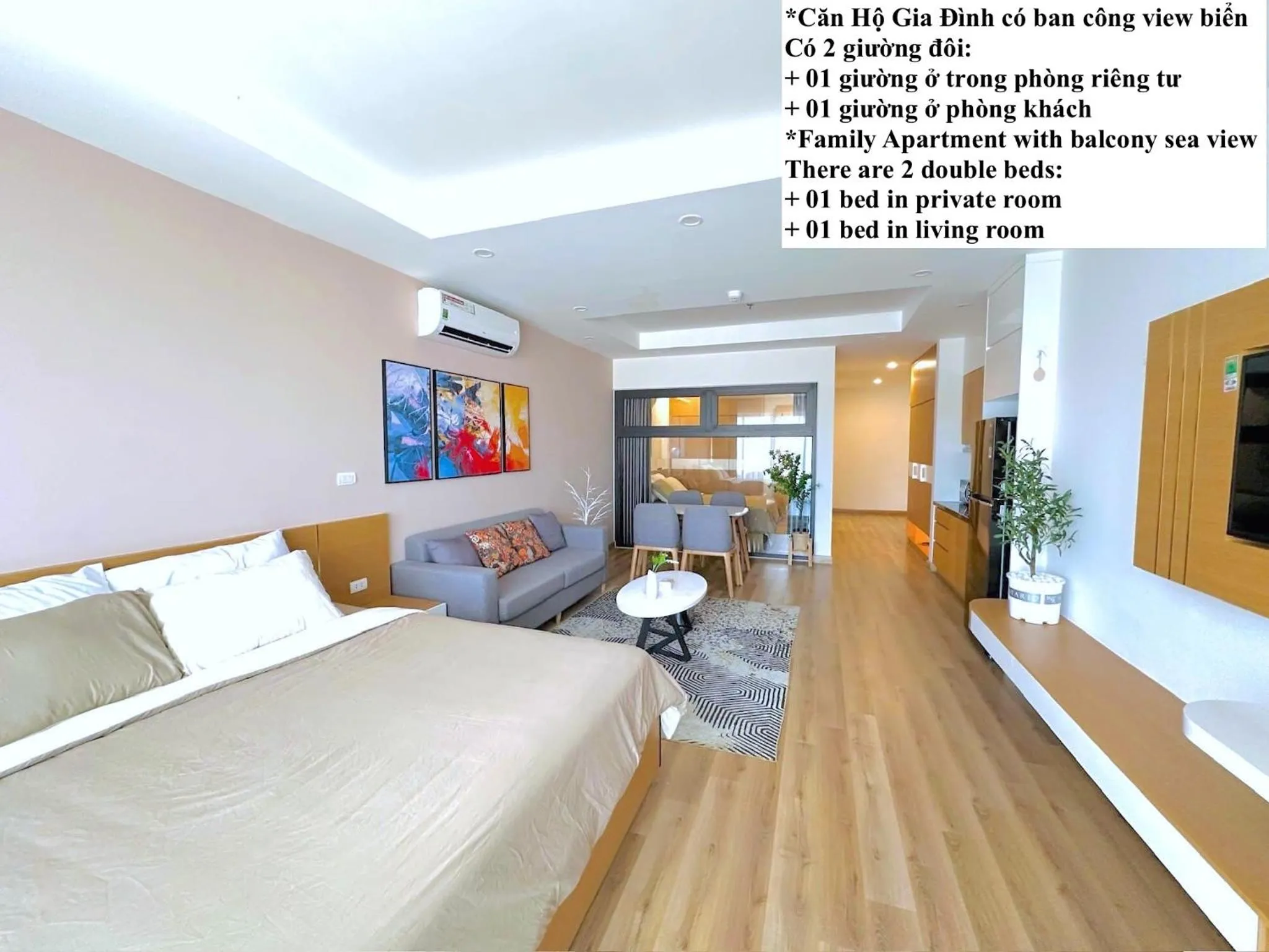 Living room, Bed in TMS Quy Nhơn Sea View