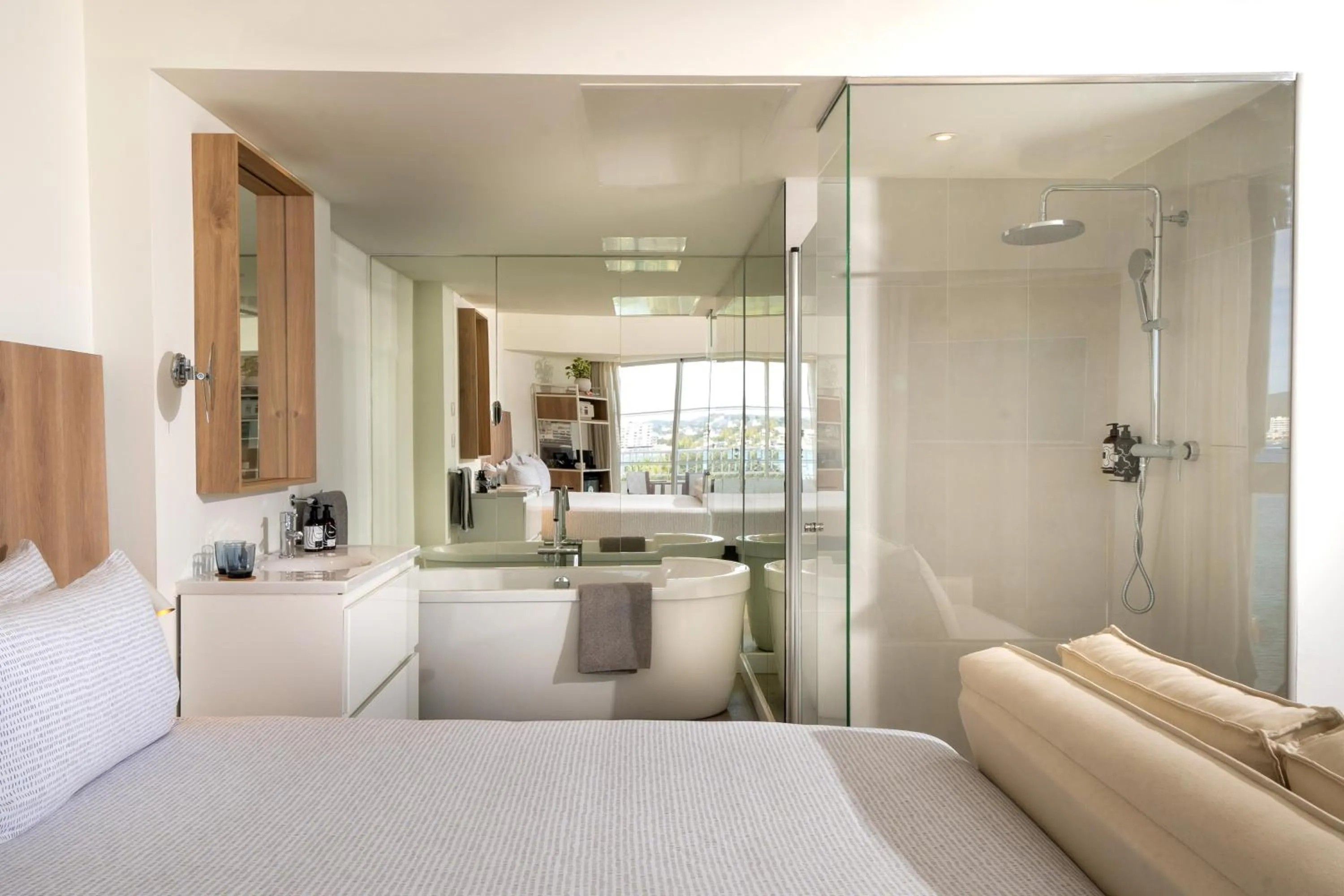 Bathroom, Bed in INNSiDE by Meliá Ibiza Beach