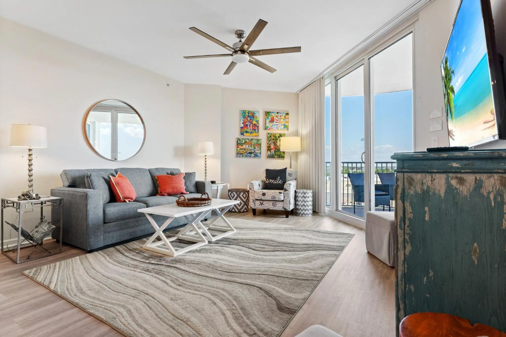 Living room in 5 Star Resort 6th fl 2BR 2 BATH King Suite Shuttle Pools Family