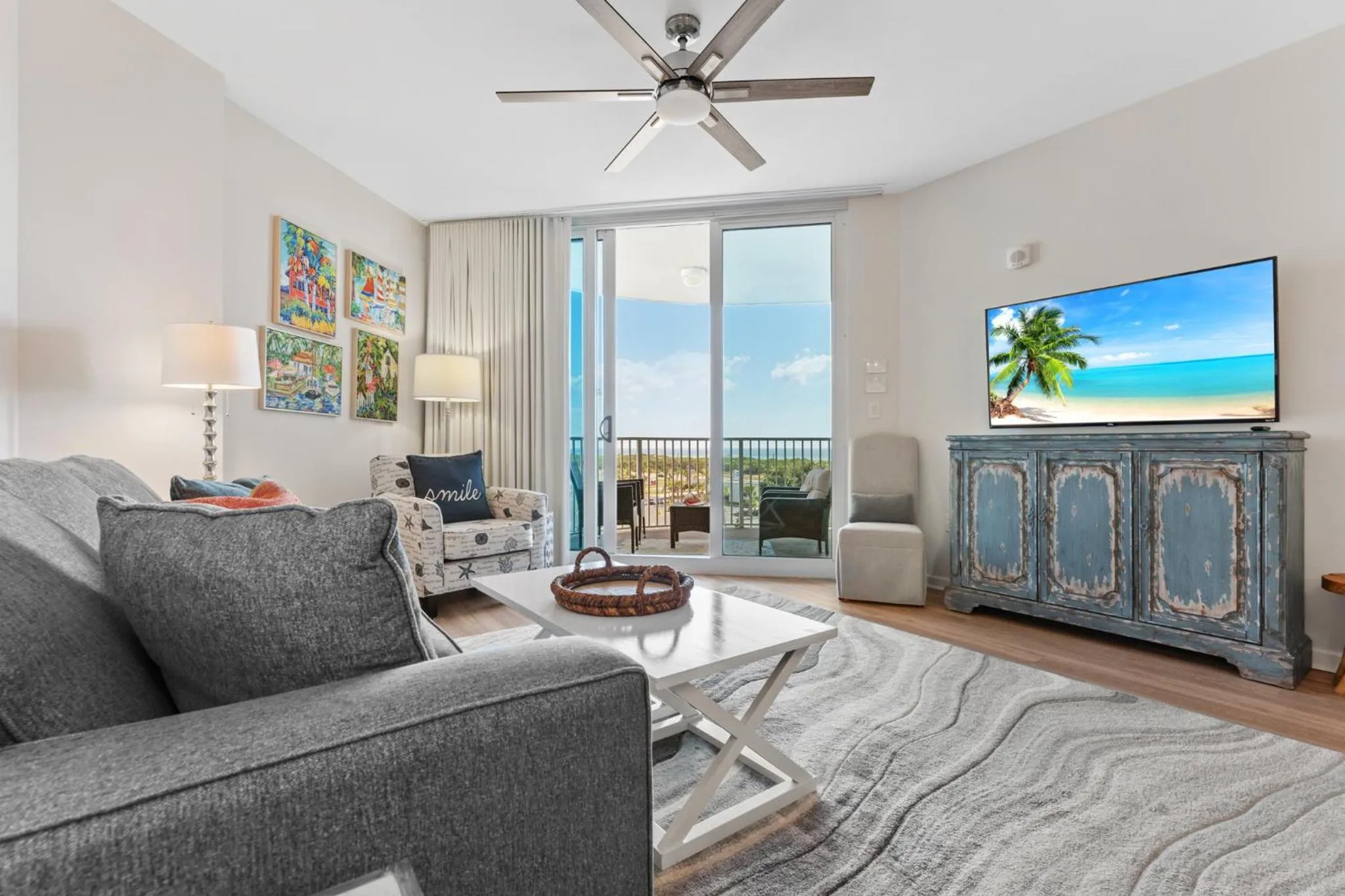 Living room in 5 Star Resort 6th fl 2BR 2 BATH King Suite Shuttle Pools Family