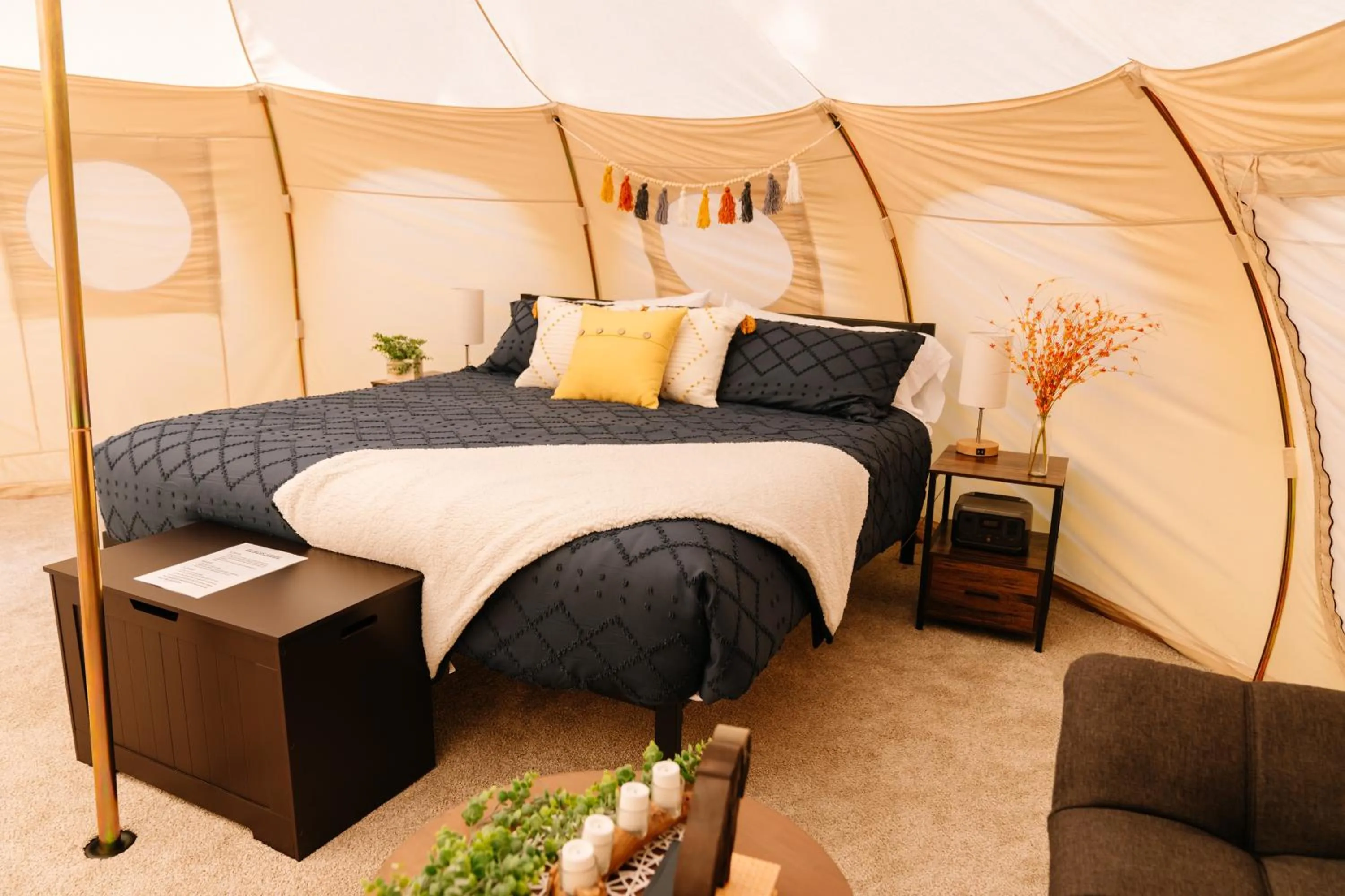 Bed in Starlight Retreat Yellowstone