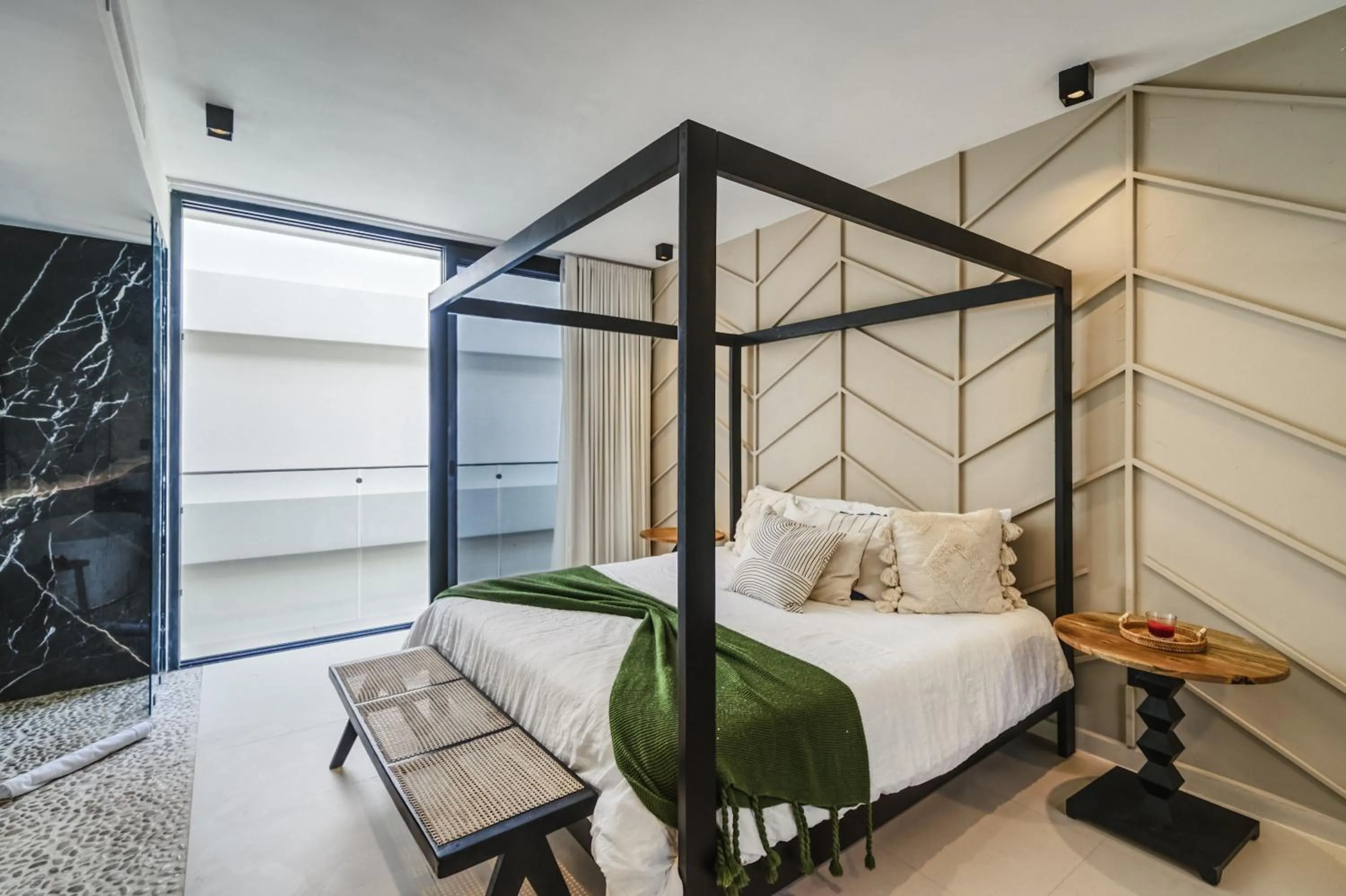 Bedroom in 2BR Coworking Freestanding Bathtub Private Pool