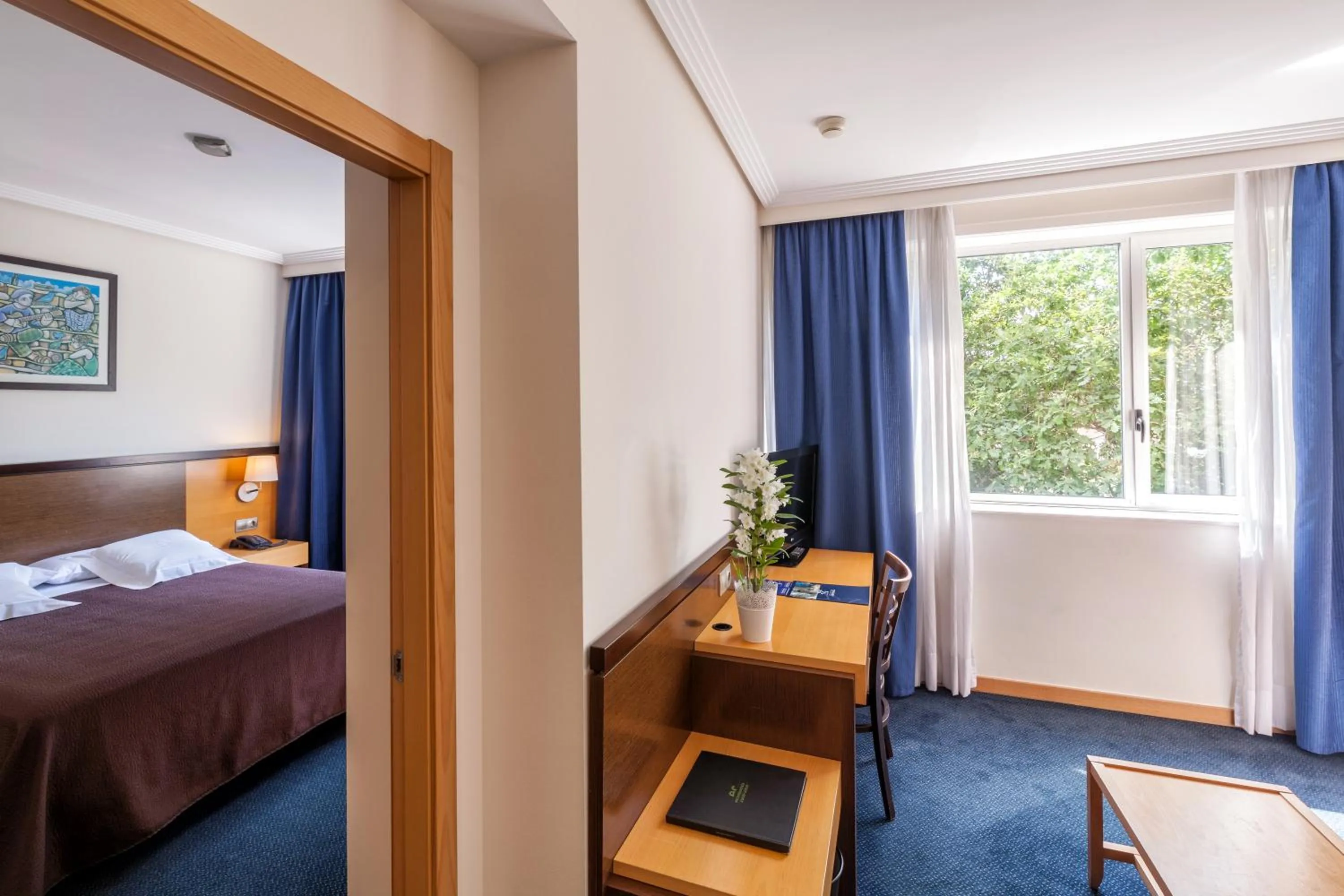 Communal lounge/ TV room, Bed in Hotel Balneario de Compostela