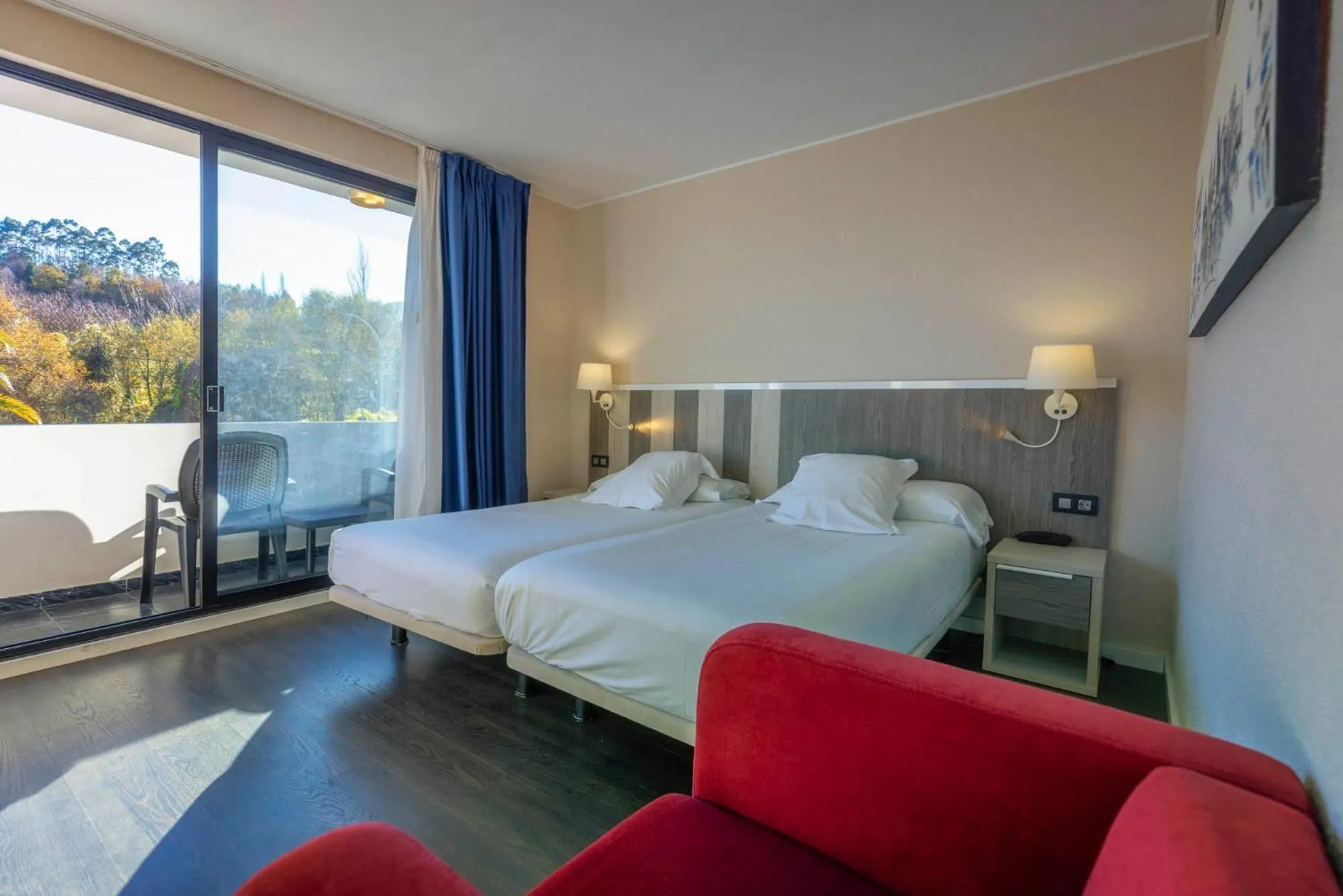 Balcony/Terrace, Bed in Hotel La Palma de Llanes