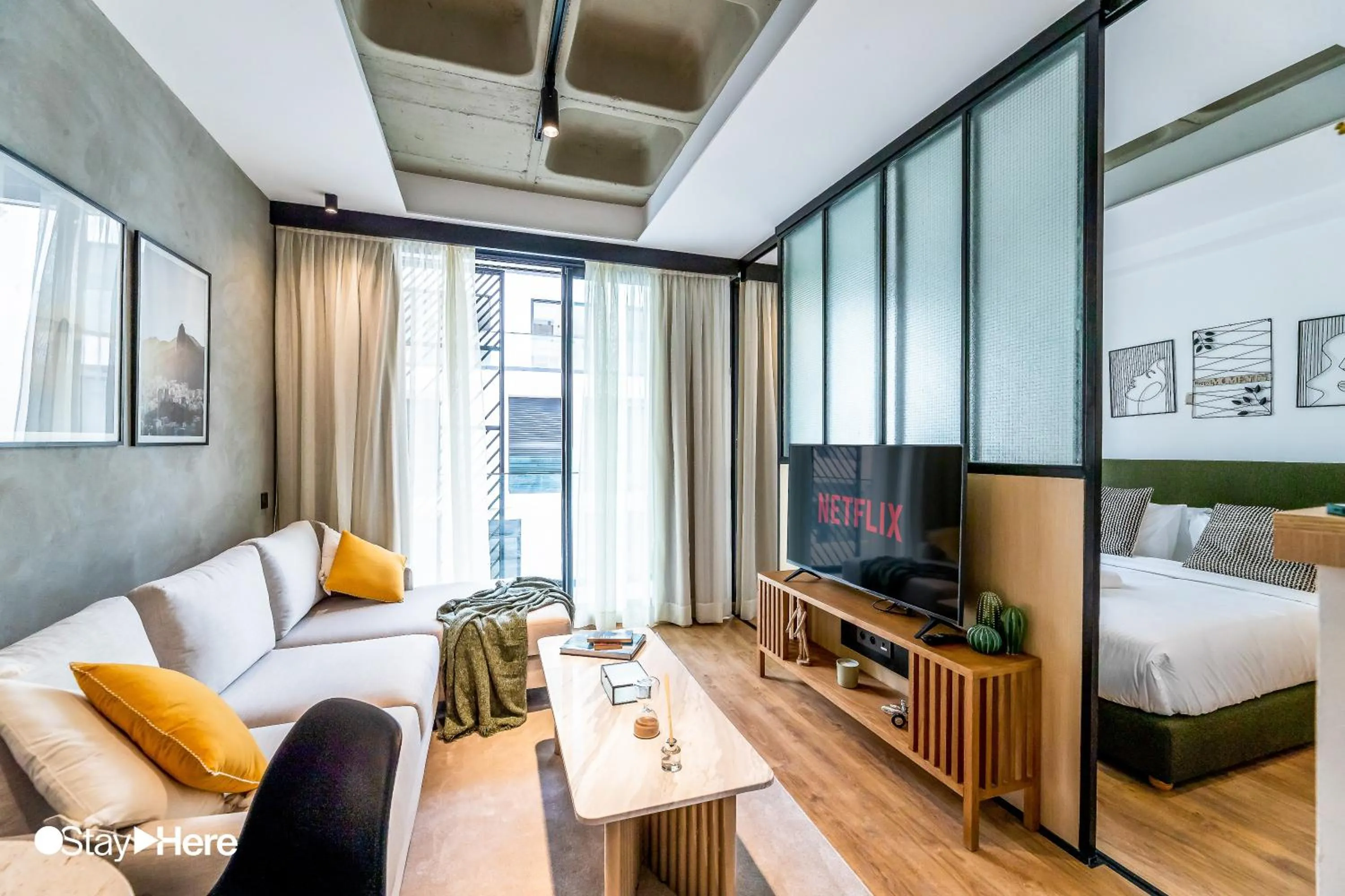 Seating area, Bed in Stayhere Casablanca - Gauthier 1 - Modern Residence