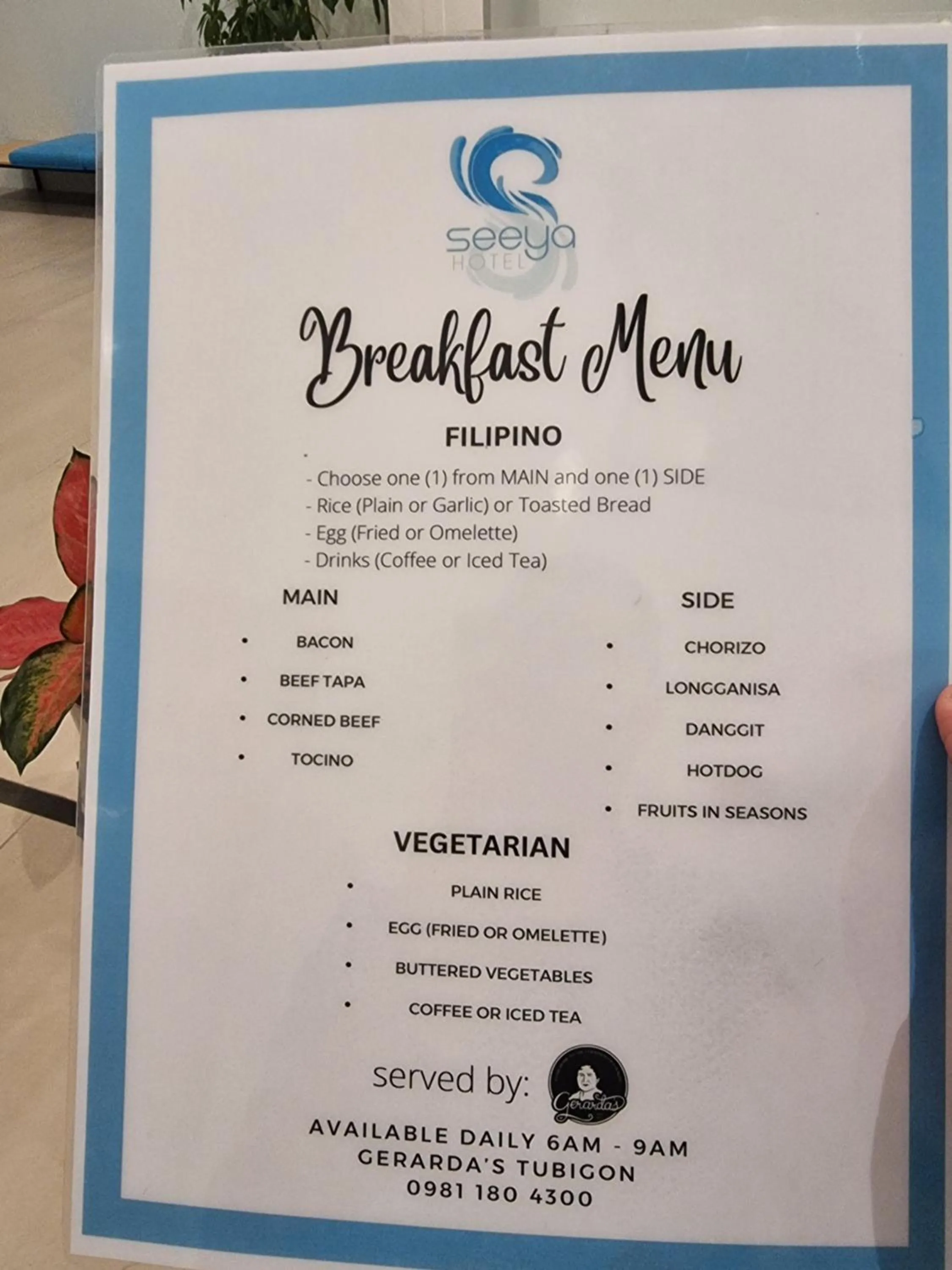 Restaurant/places to eat in Seeya Hotel