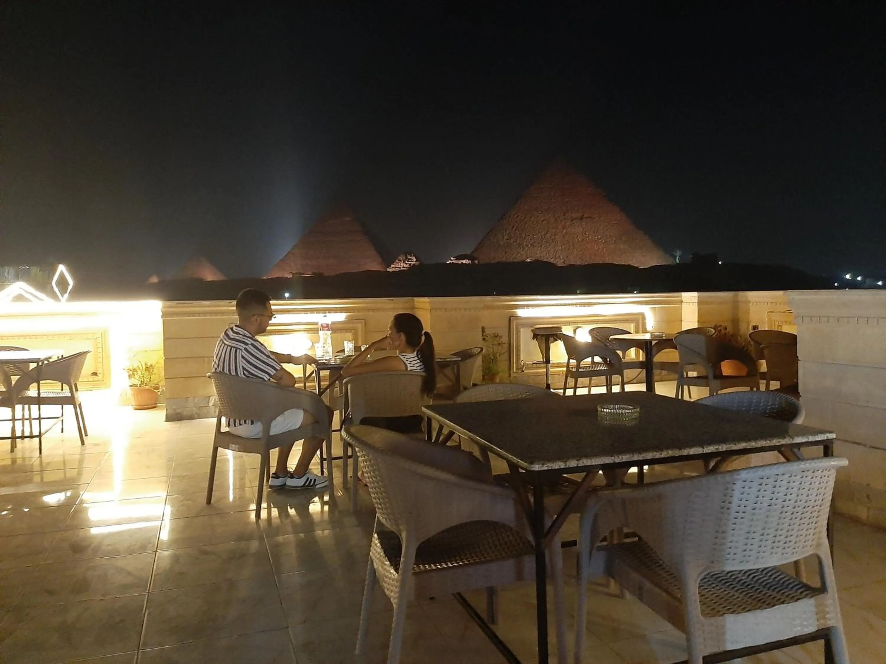 Night in Zeina pyramids view