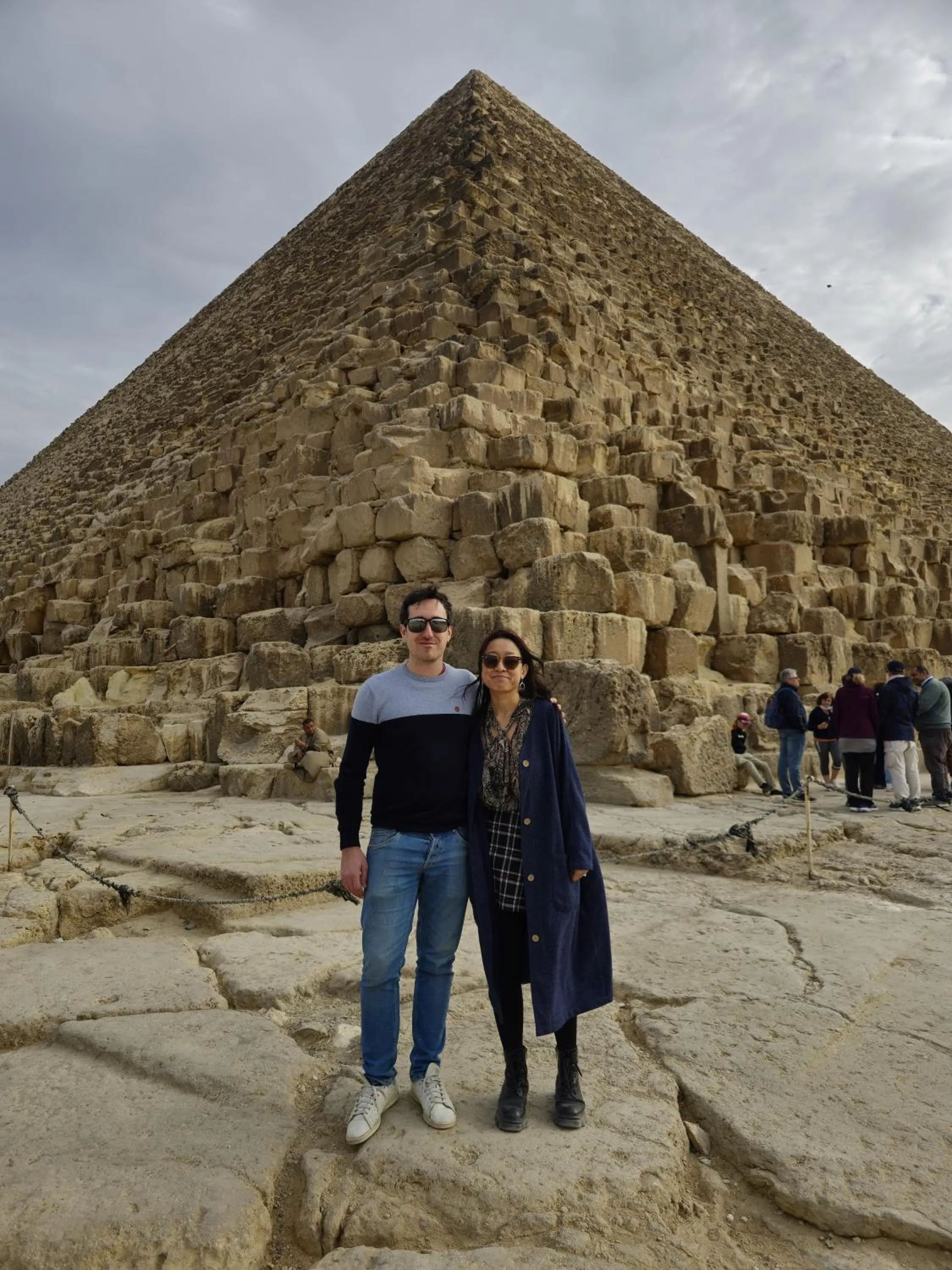 group of guests in Zeina pyramids view