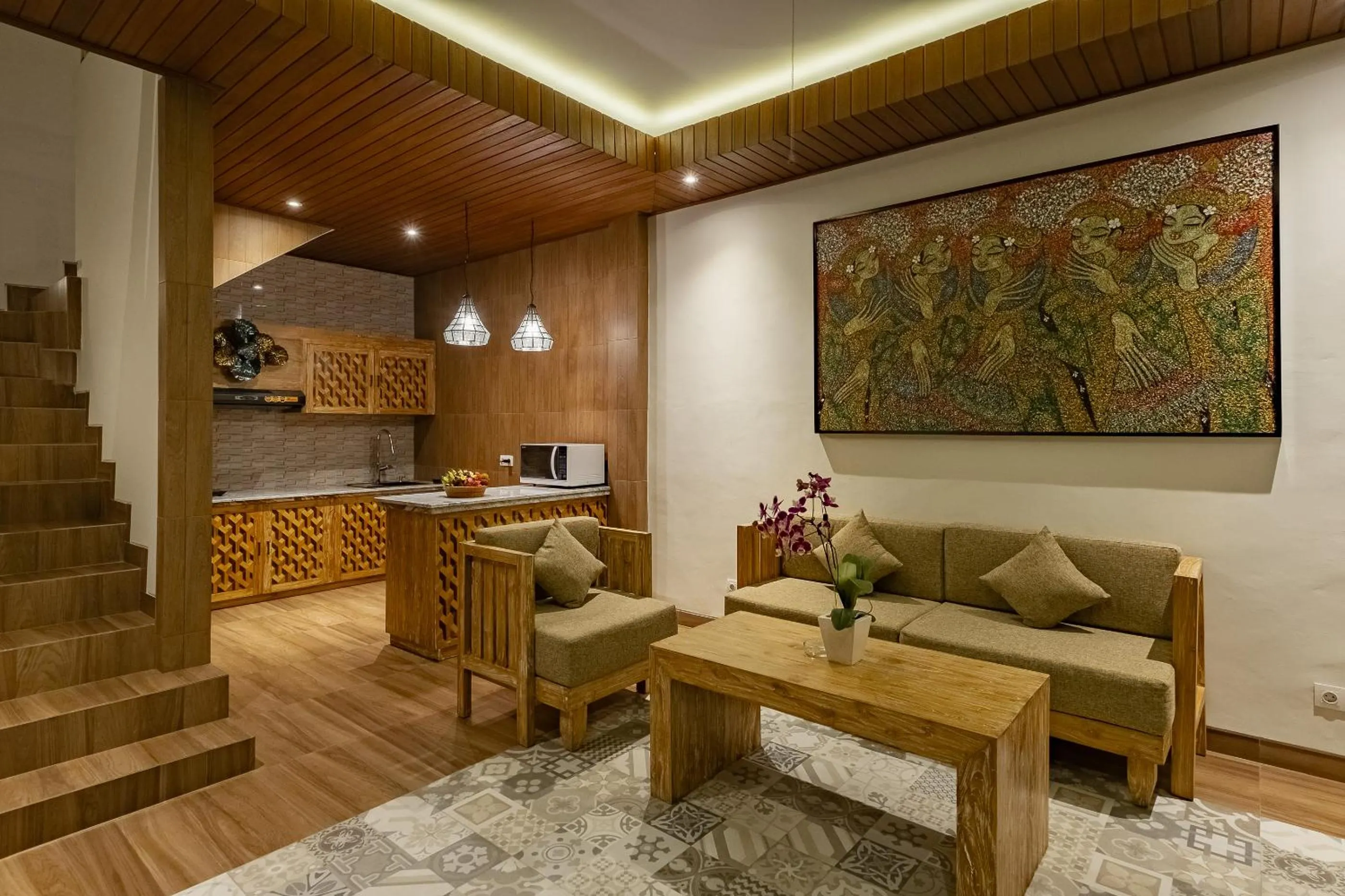 Kitchen or kitchenette in Gynandha Ubud Cottage