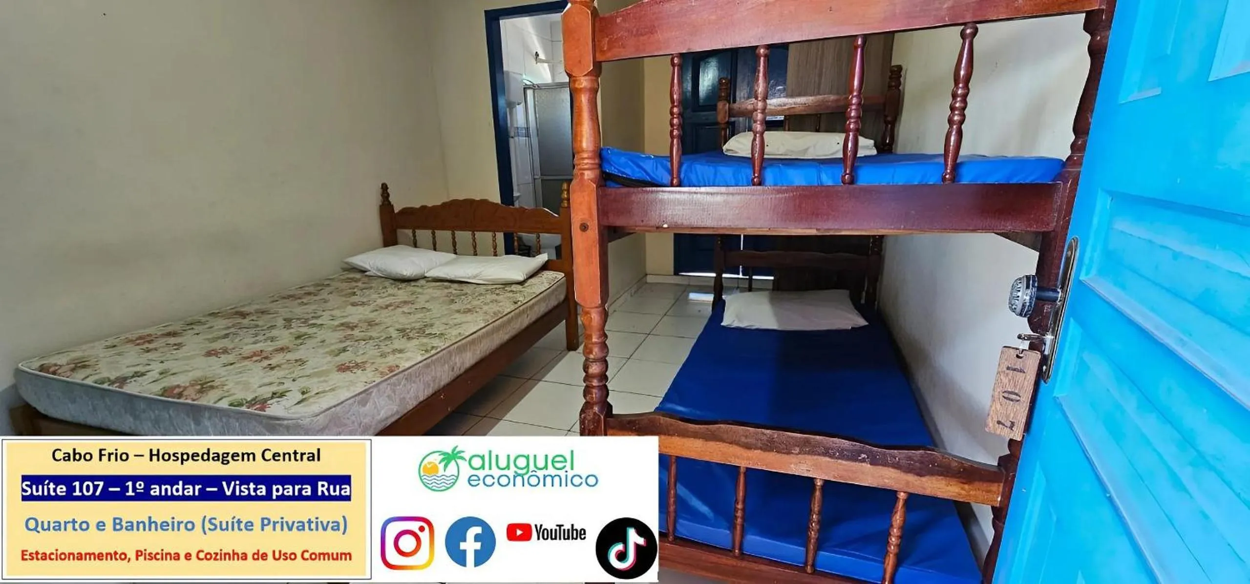 Bedroom, Bed in Cabo Frio - Hospedagem Central - Aluguel Econômico