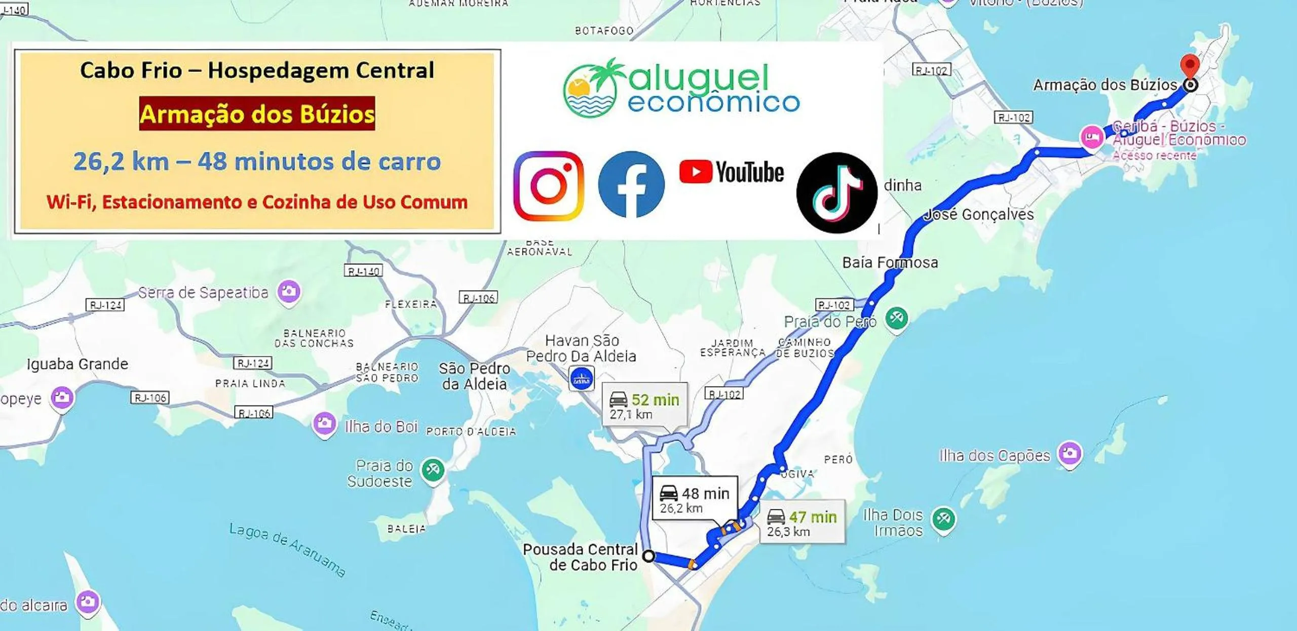 Location in Cabo Frio - Hospedagem Central - Aluguel Econômico