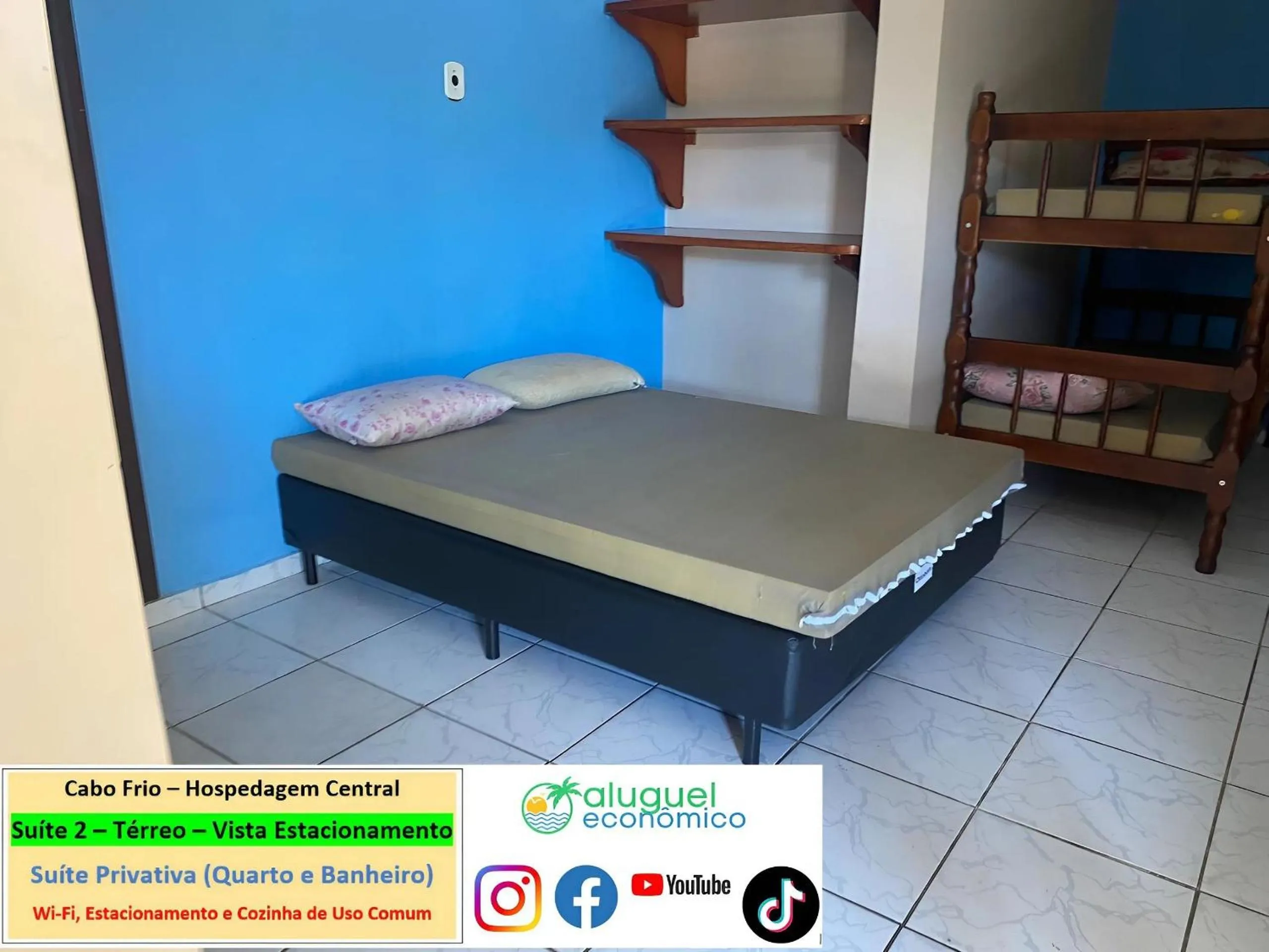 Bedroom, Bed in Cabo Frio - Hospedagem Central - Aluguel Econômico