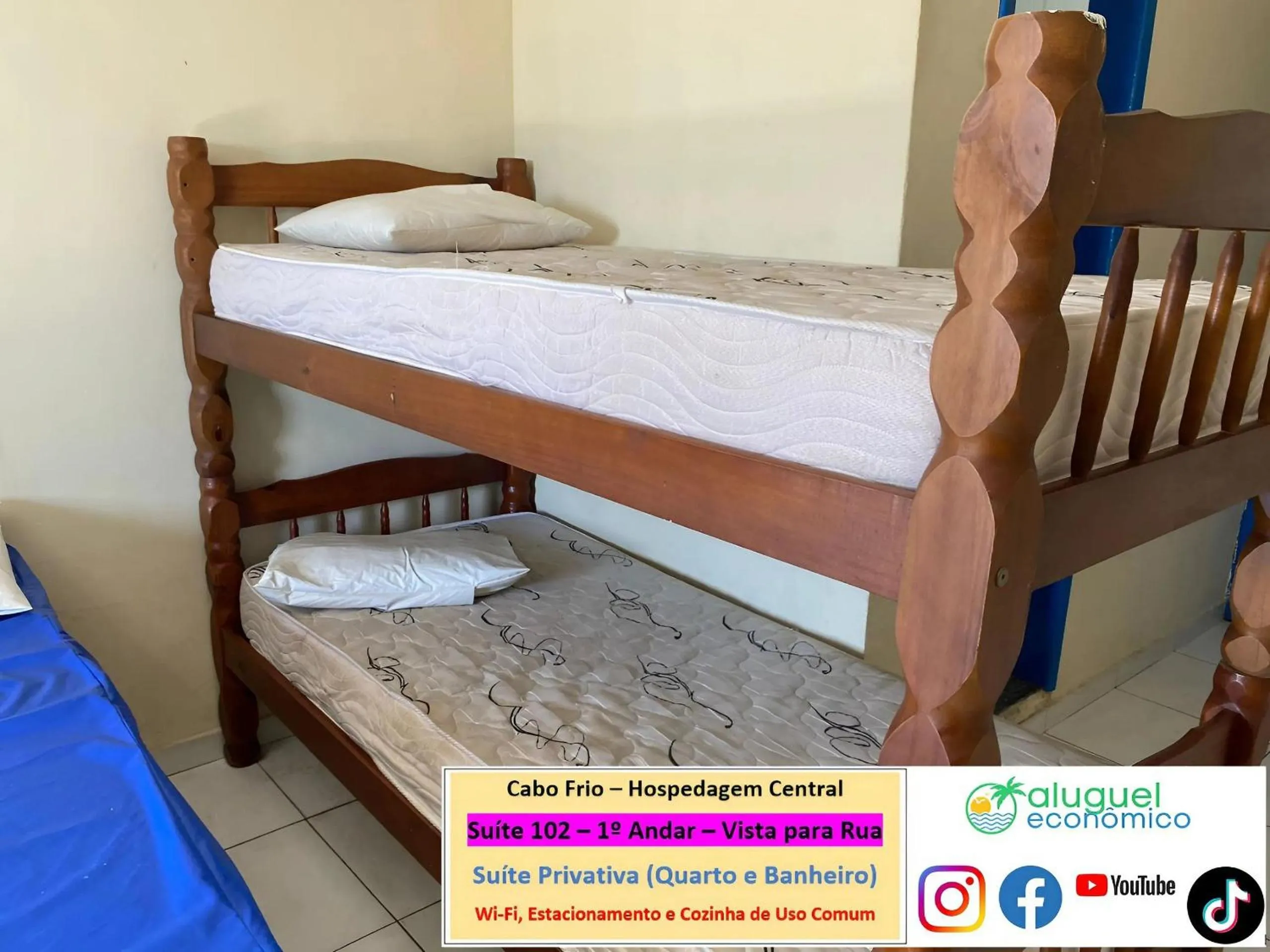 Bedroom, Bed in Cabo Frio - Hospedagem Central - Aluguel Econômico