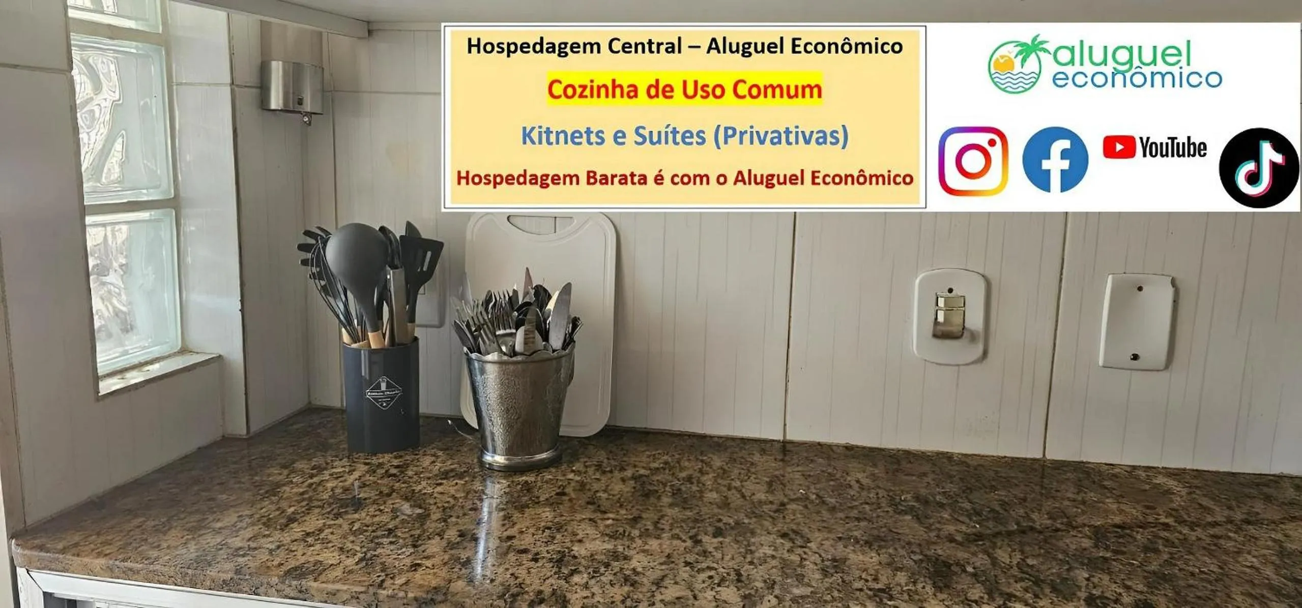 Communal kitchen in Cabo Frio - Hospedagem Central - Aluguel Econômico