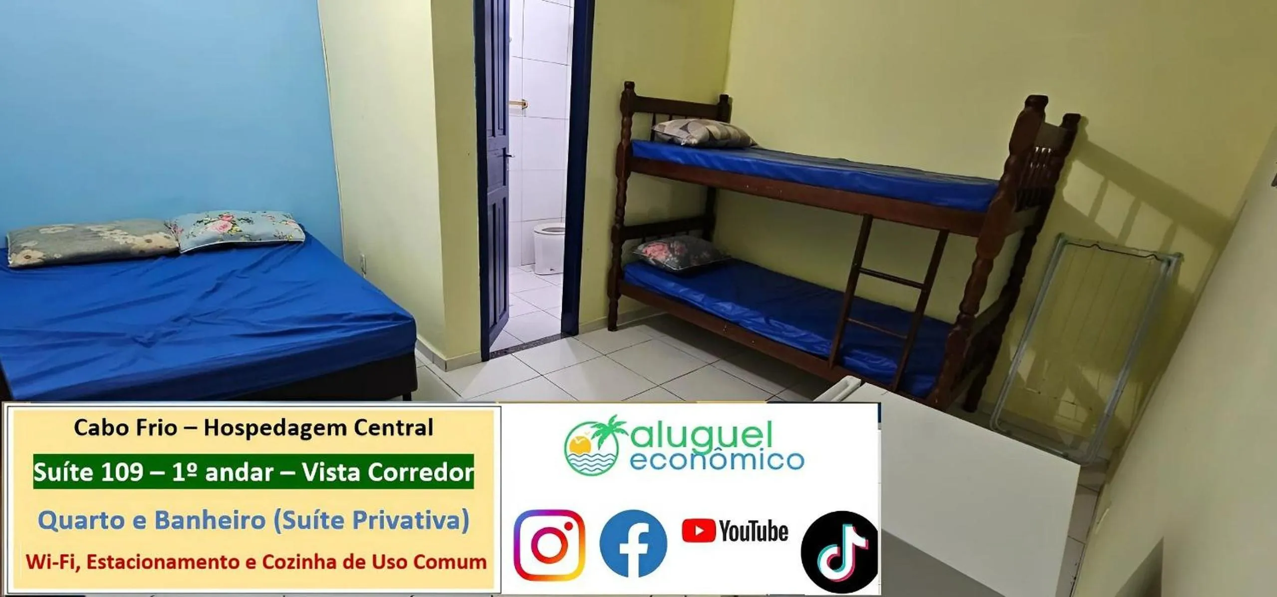 Bedroom, Bed in Cabo Frio - Hospedagem Central - Aluguel Econômico