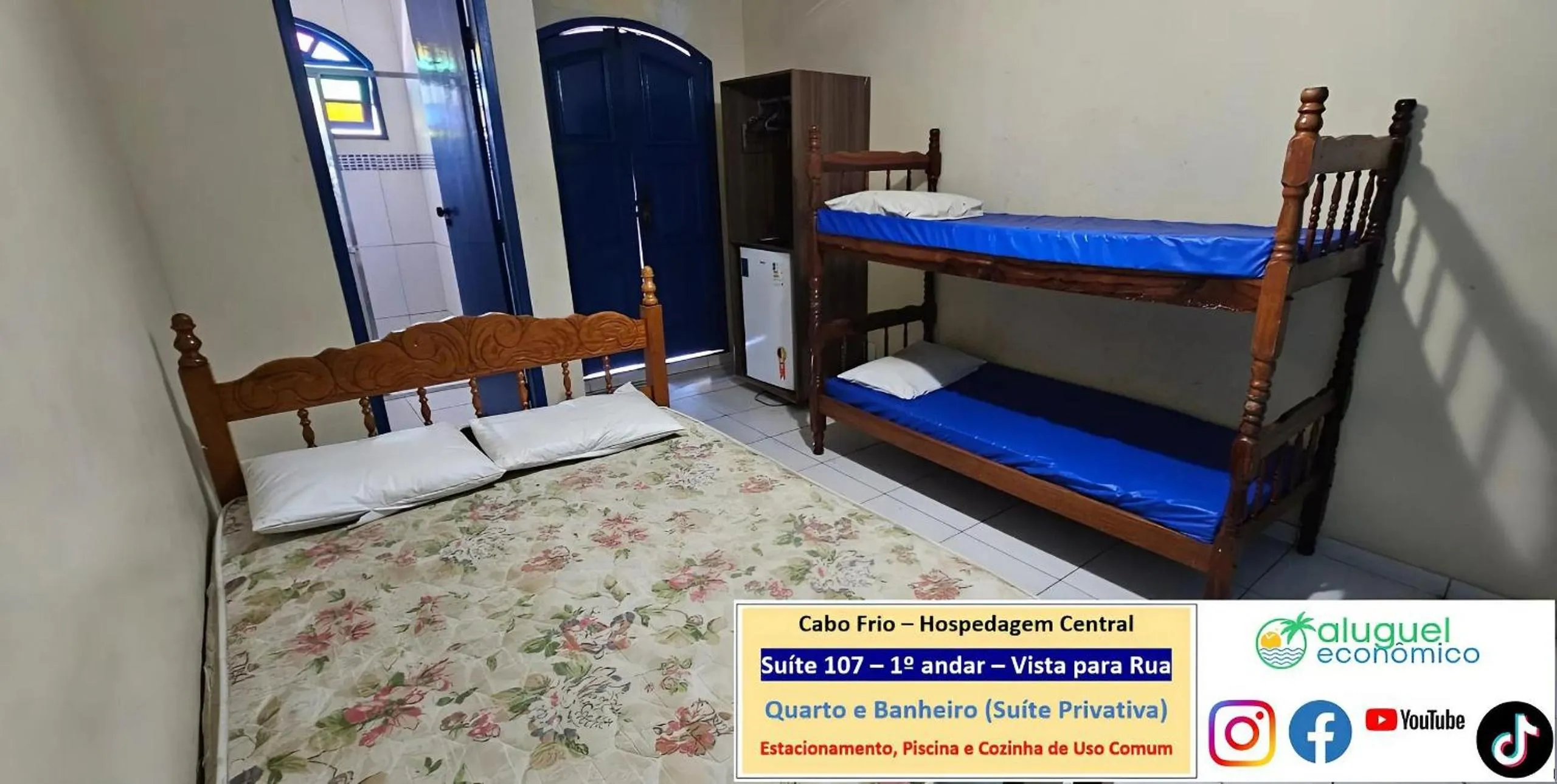 Bedroom, Bed in Cabo Frio - Hospedagem Central - Aluguel Econômico