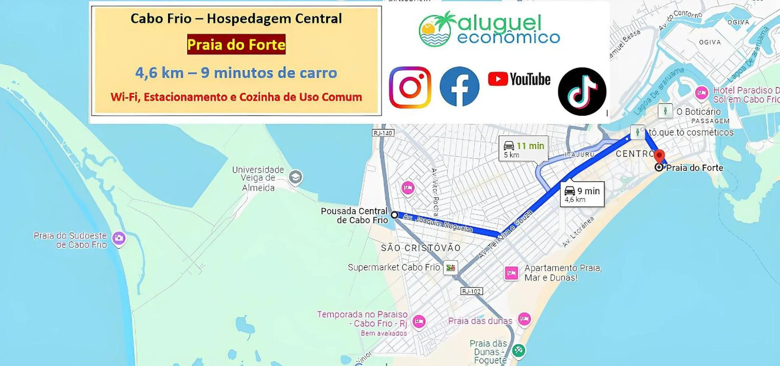 Location in Cabo Frio - Hospedagem Central - Aluguel Econômico