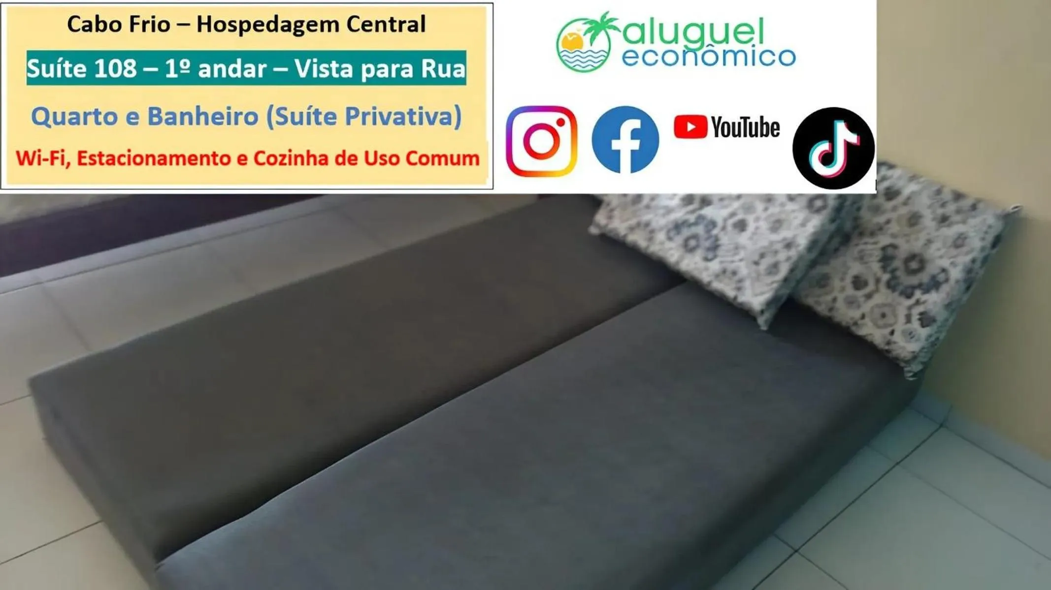 Bedroom in Cabo Frio - Hospedagem Central - Aluguel Econômico