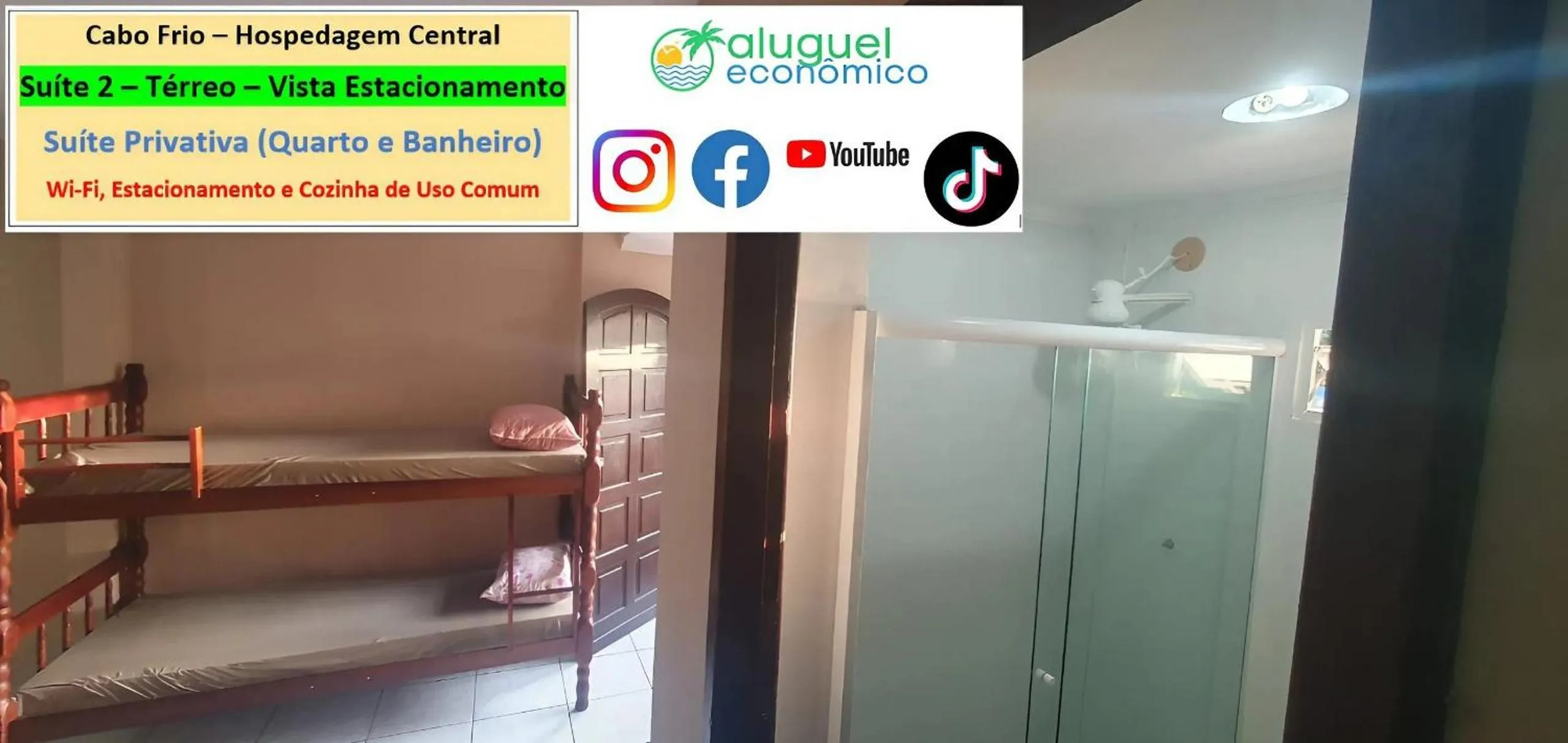 Bedroom in Cabo Frio - Hospedagem Central - Aluguel Econômico