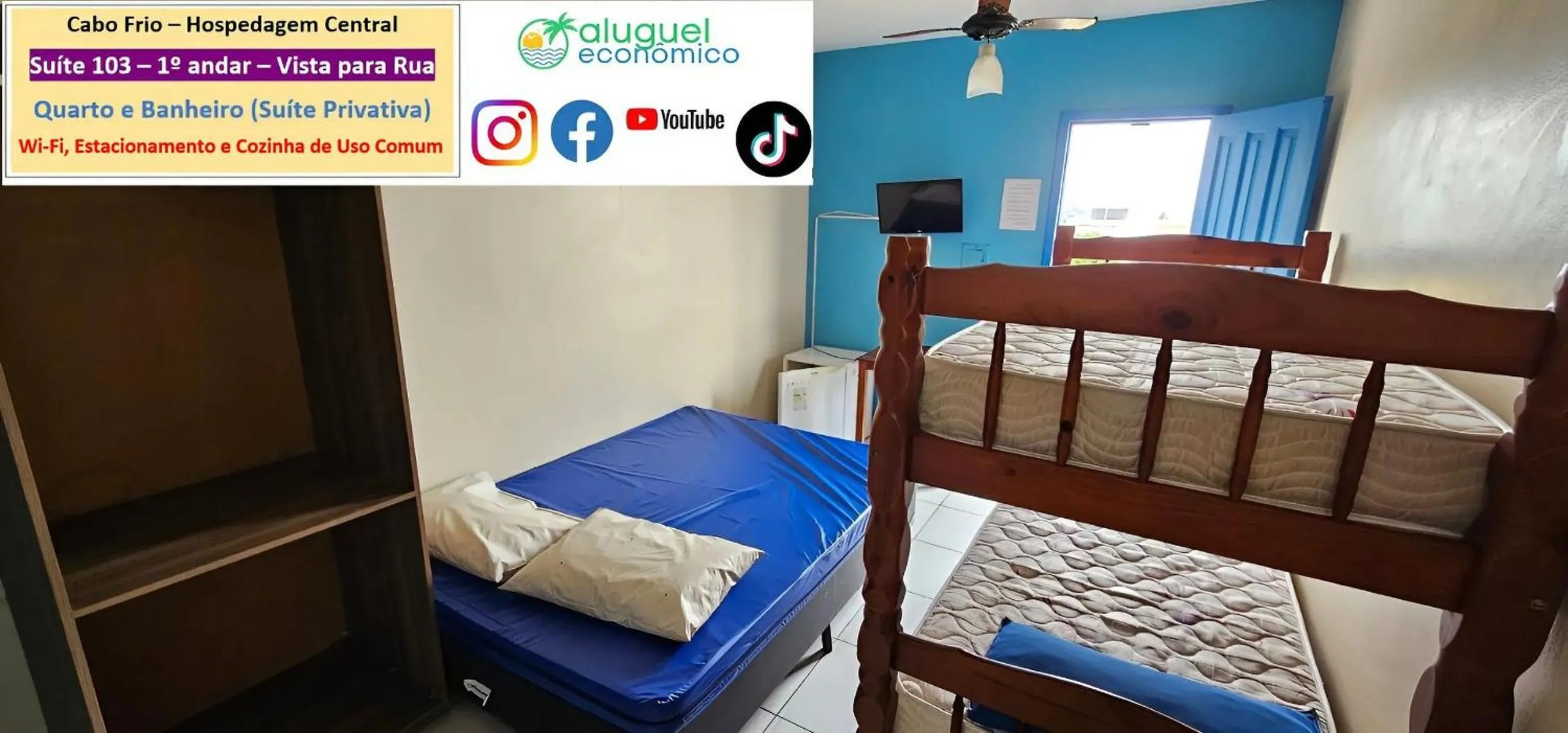 Bedroom, Bed in Cabo Frio - Hospedagem Central - Aluguel Econômico