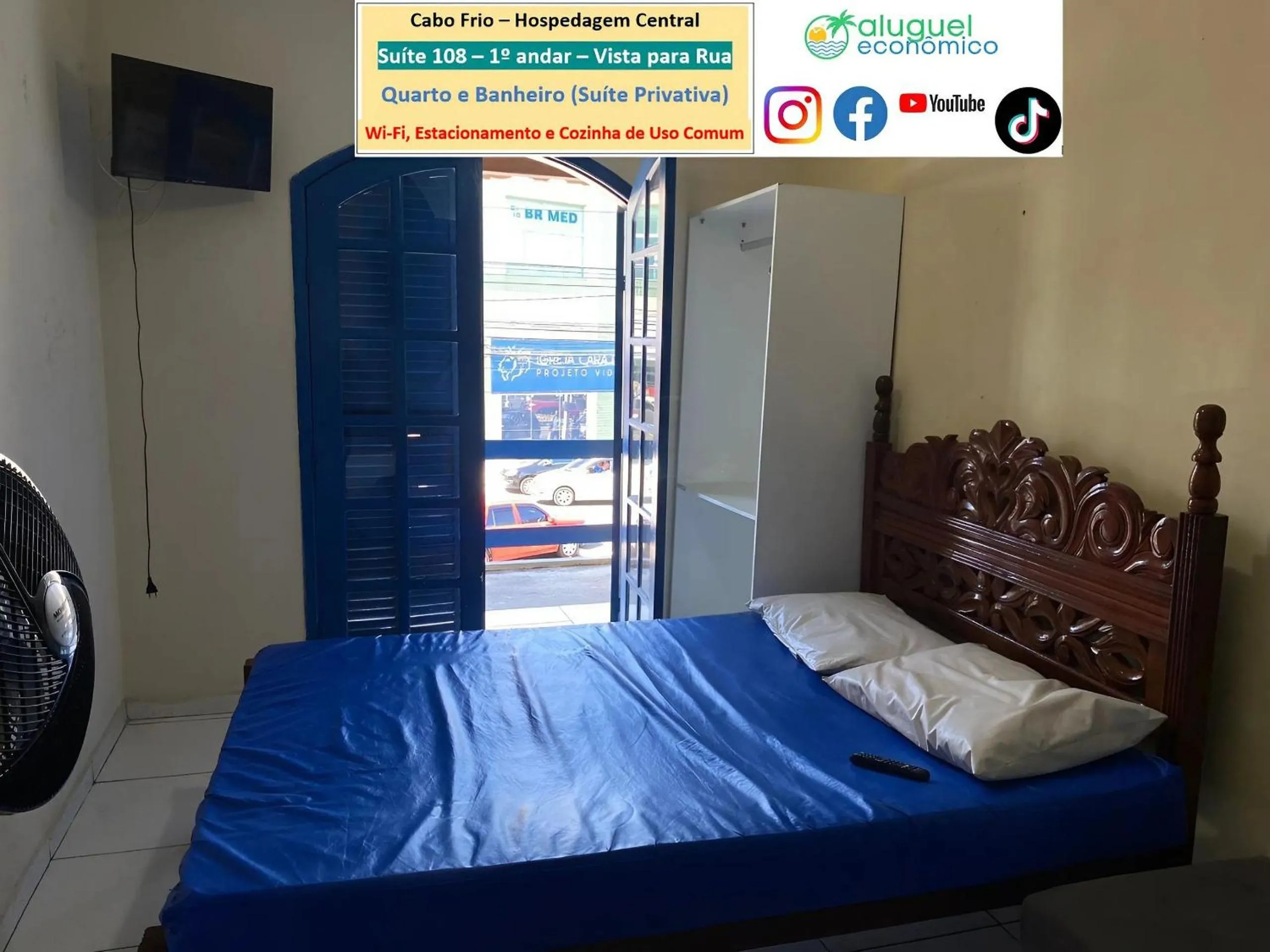 Bedroom, Bed in Cabo Frio - Hospedagem Central - Aluguel Econômico