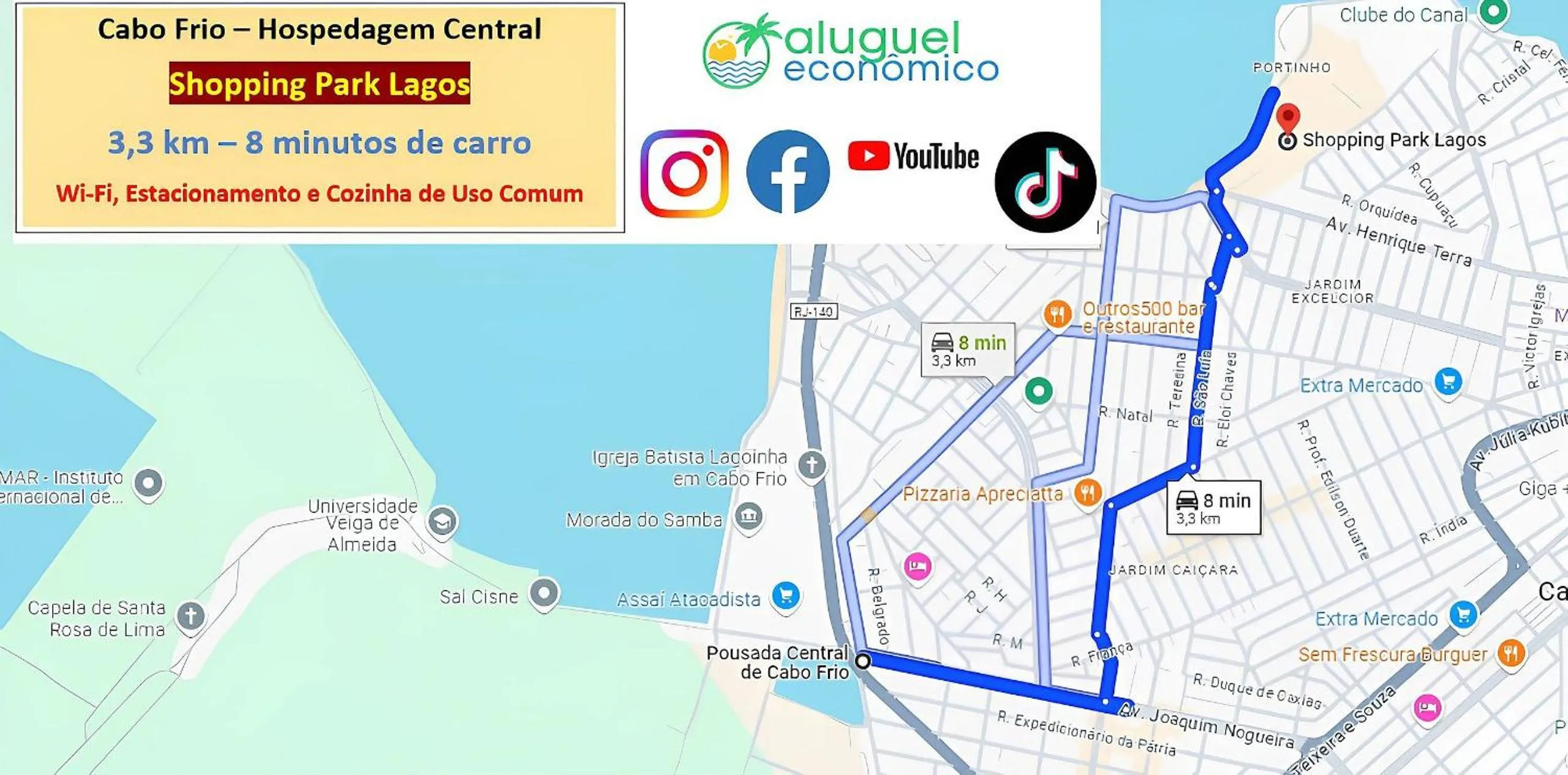 Location in Cabo Frio - Hospedagem Central - Aluguel Econômico