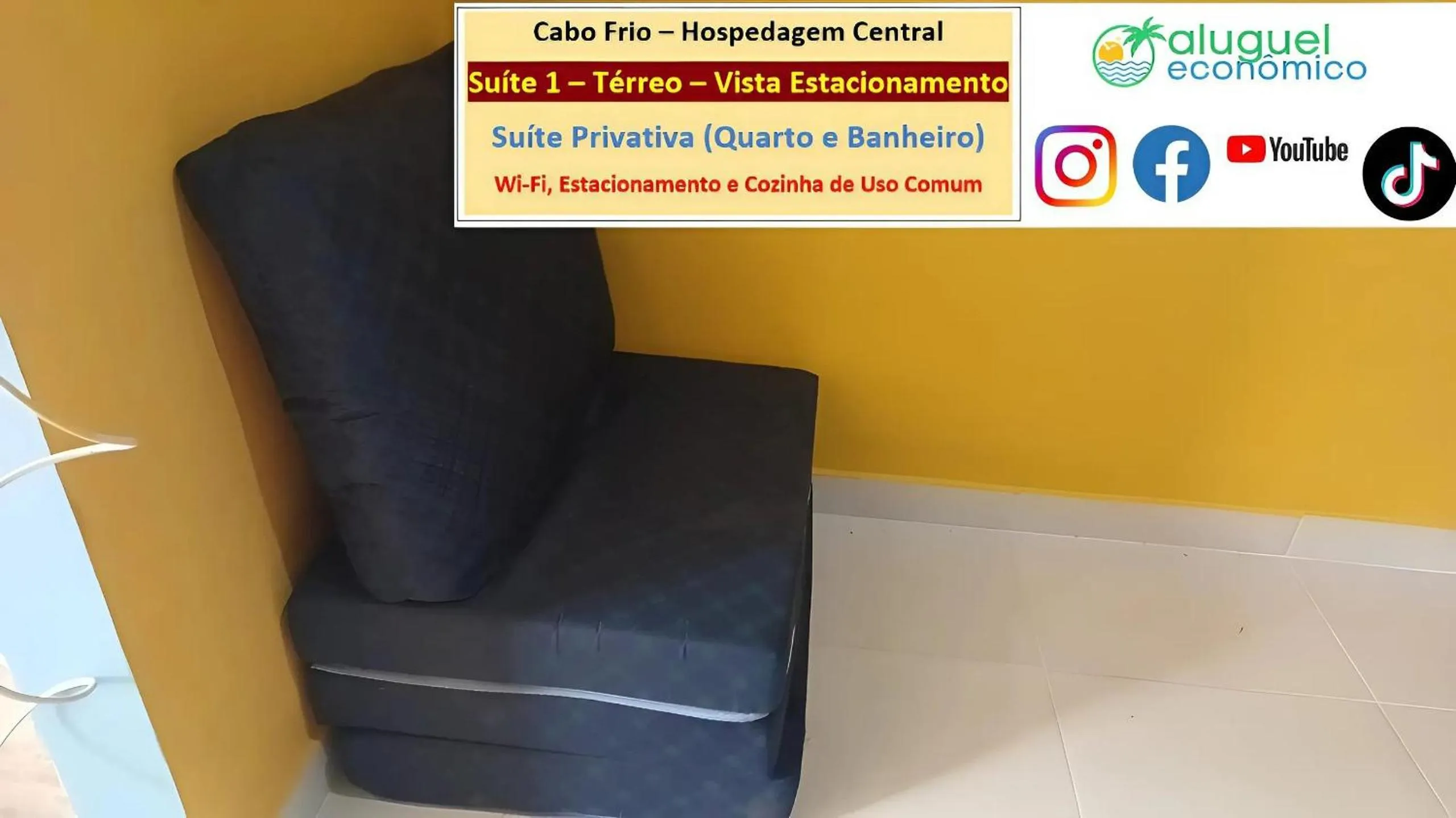 Bedroom in Cabo Frio - Hospedagem Central - Aluguel Econômico