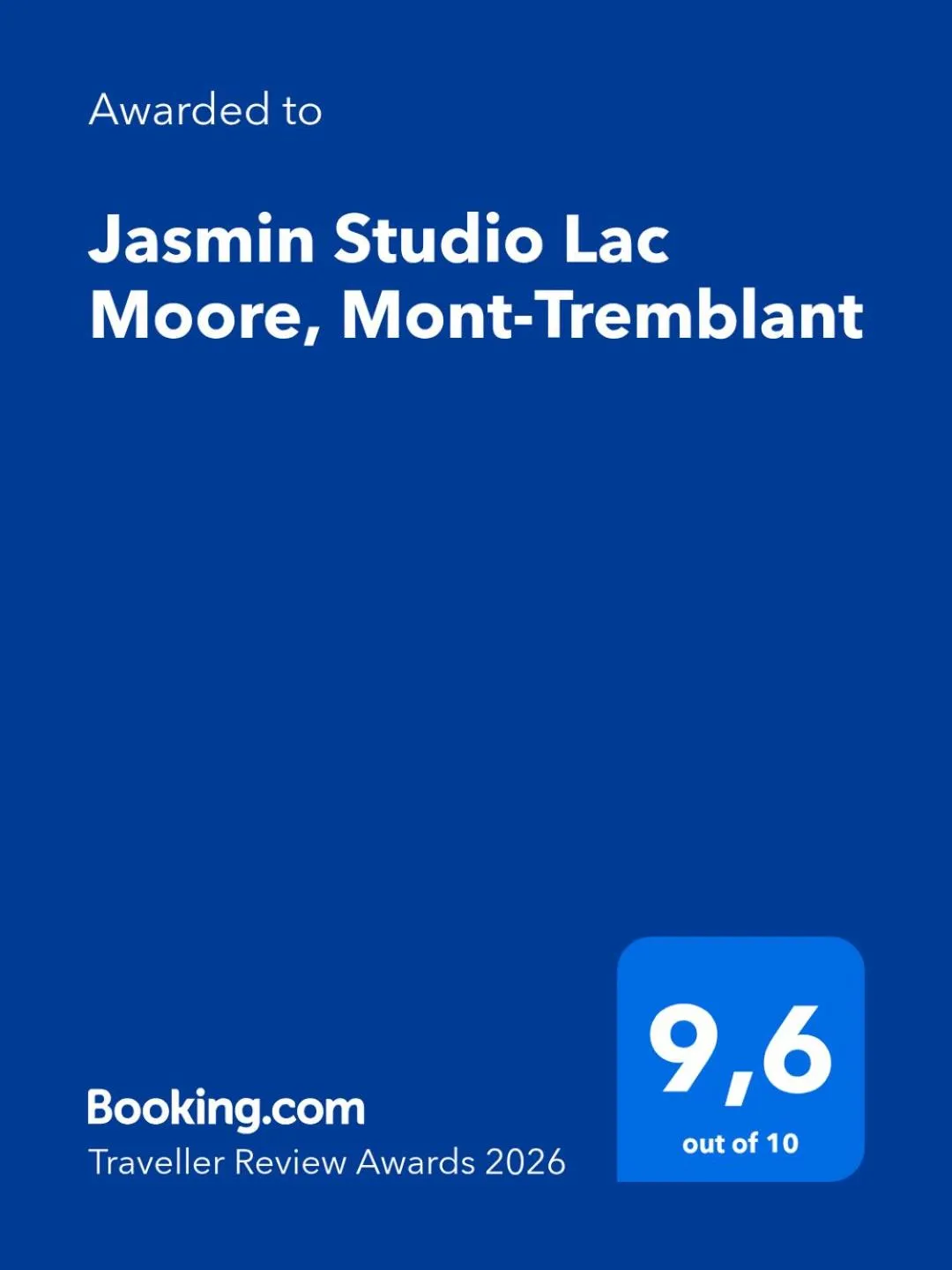 Certificate/Award in Studio with king bed, sofa bed and terrace Mont-Tremblant