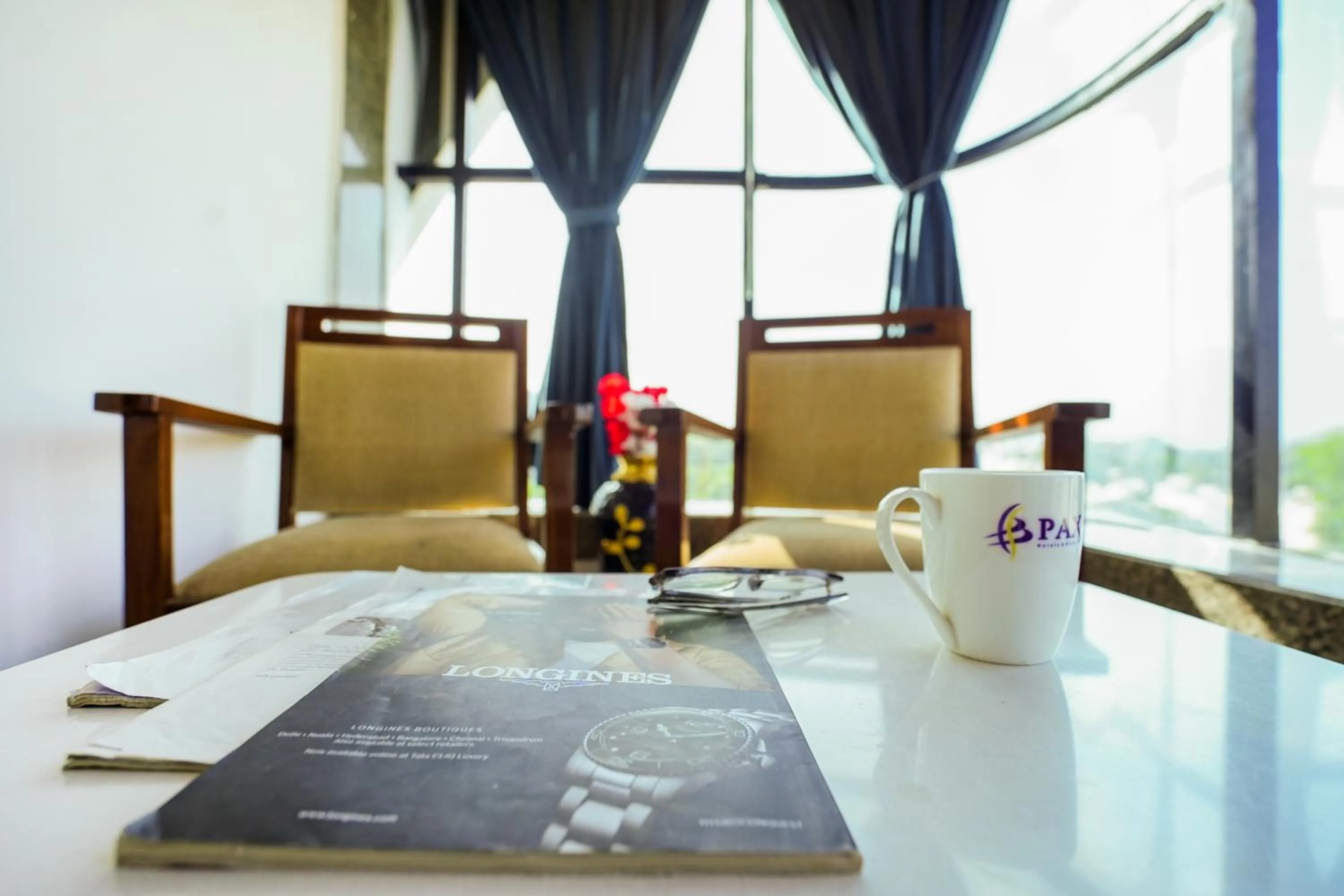 Seating area in Pax Hotel Grand Blue 3 min walk from Udaipur city Railway Station