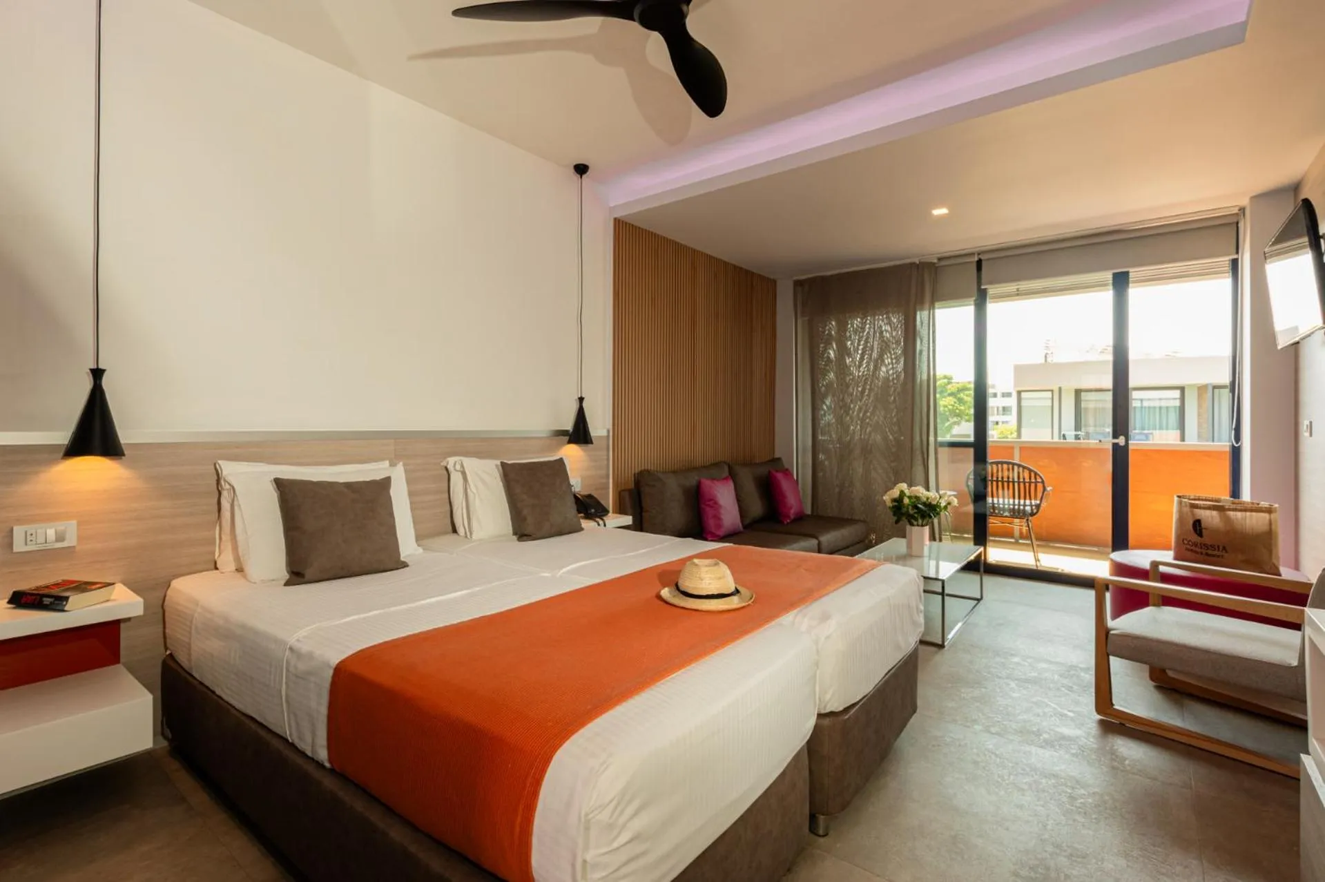 Balcony/Terrace, Bed in Harmony Boutique Resort - Adults oriented