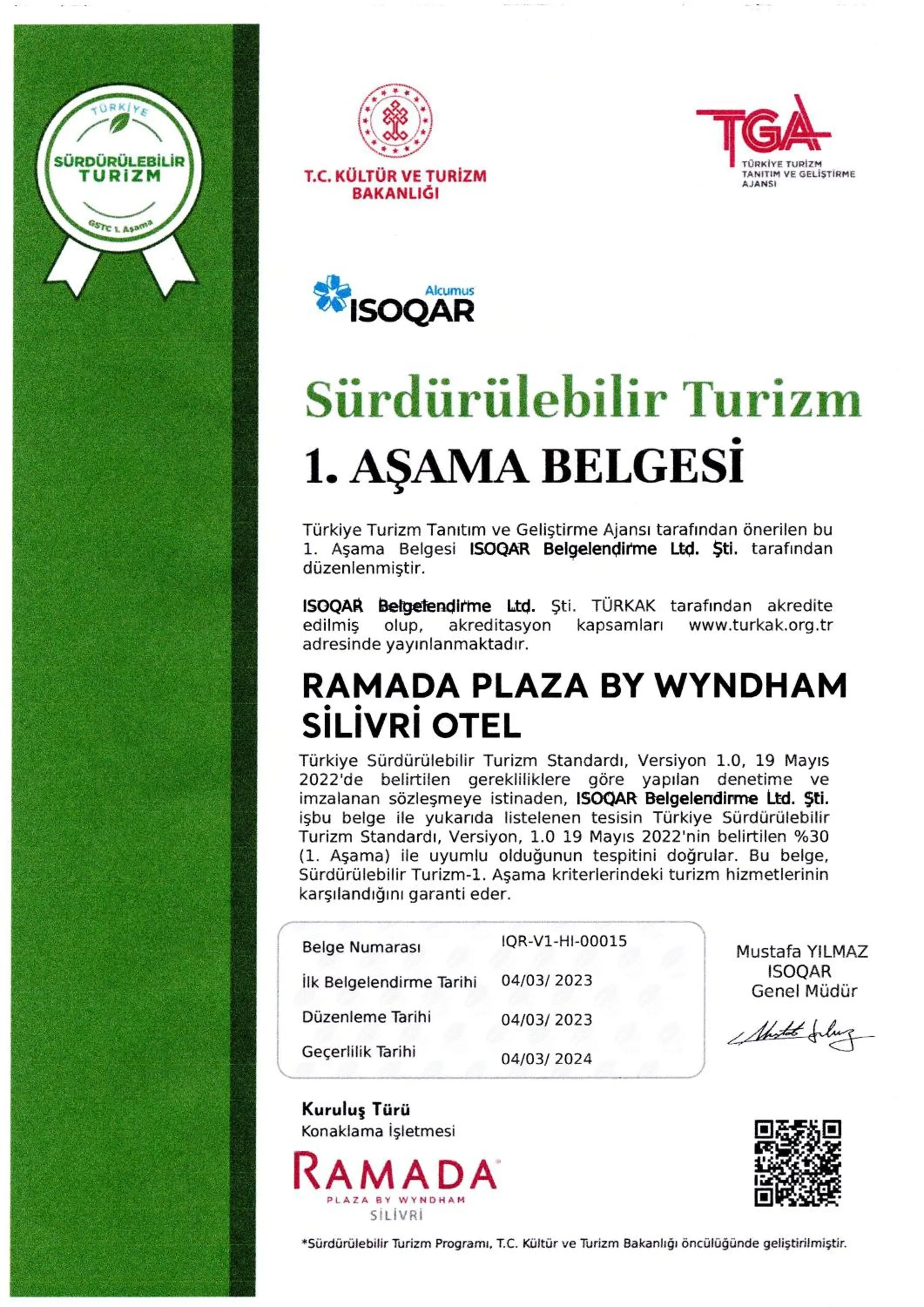 Certificate/Award in Ramada Plaza by Wyndham Silivri
