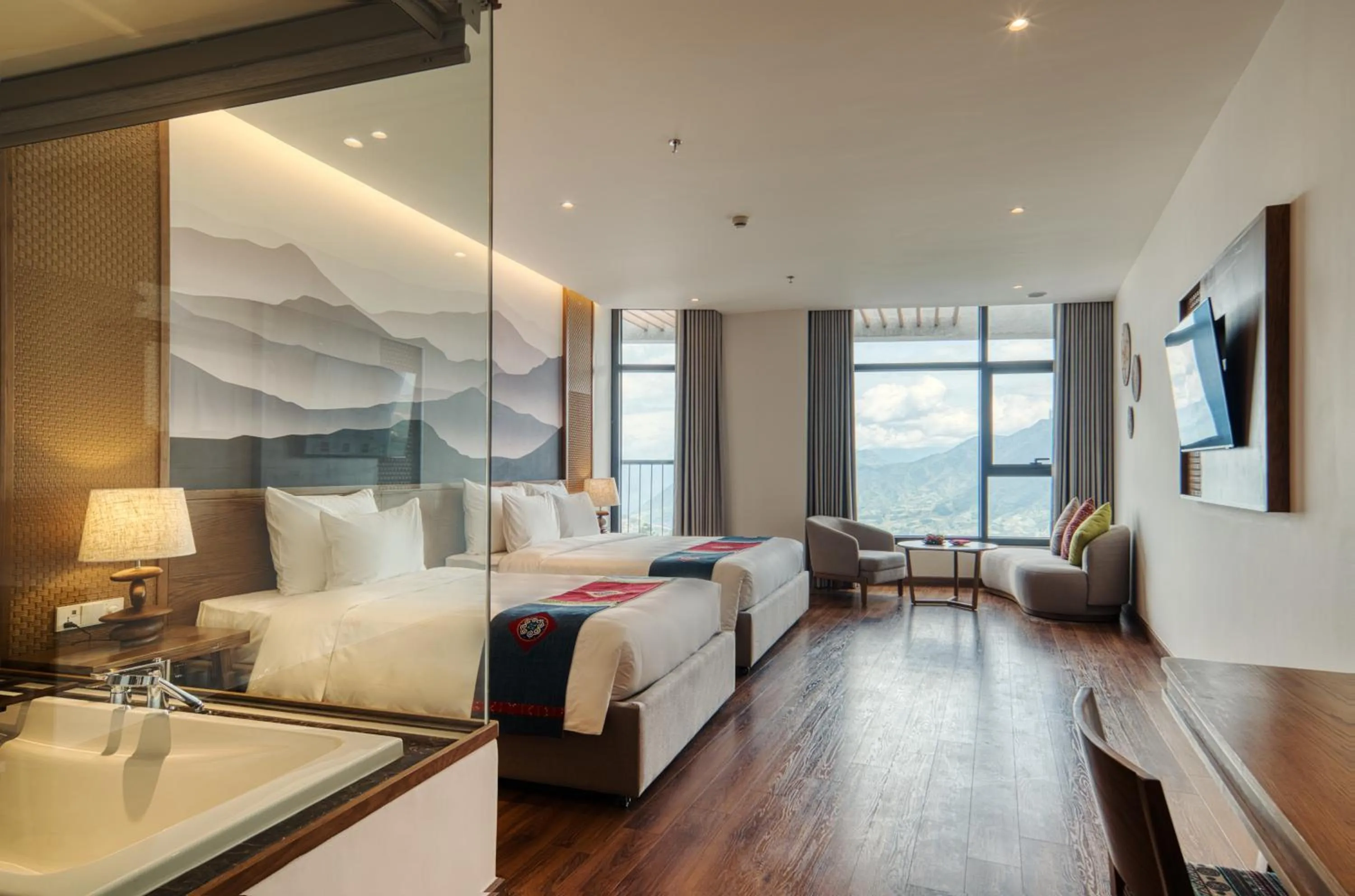 Bed in Lady Hill Sapa Resort