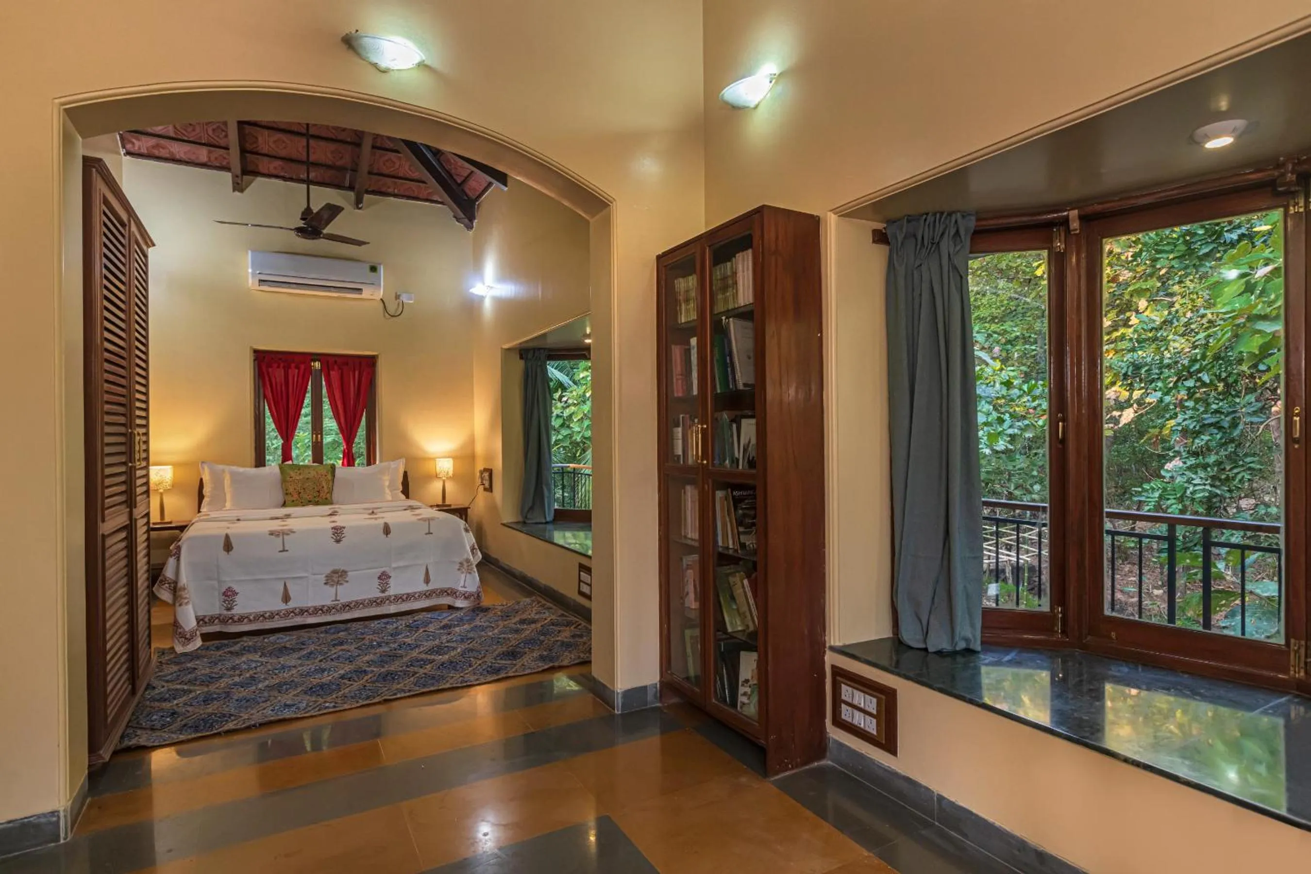 Bed in Saffronstays Alma Grove 3 BR Pet friendly with Pool & Nature View