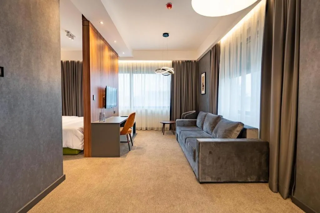 Living room, Bed in Hotel Element