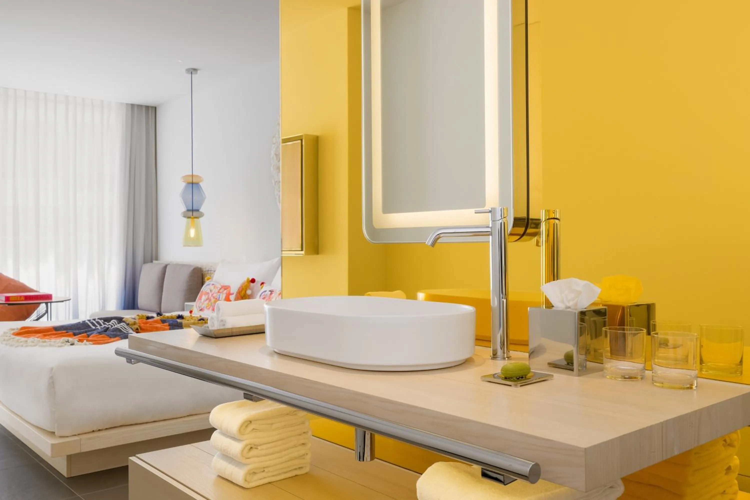 Bathroom, Bed in W Ibiza