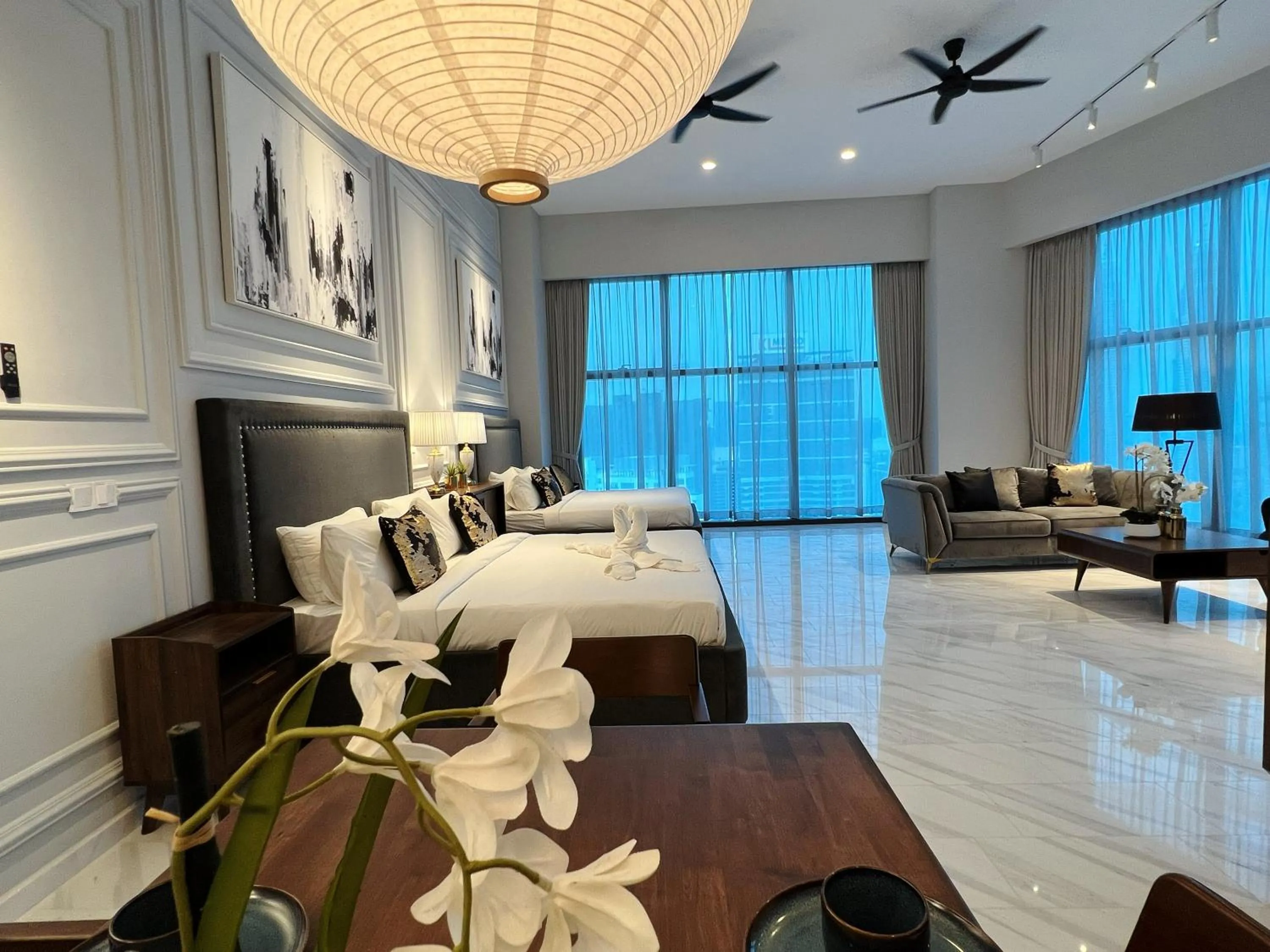 Seating area, Bed in Eaton Residences KLCC by WSD