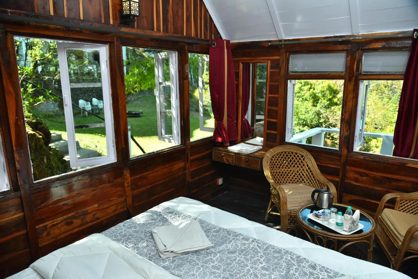 View (from property/room), Bed in Kumaon Roop Resort Near Neem Karoli Temple