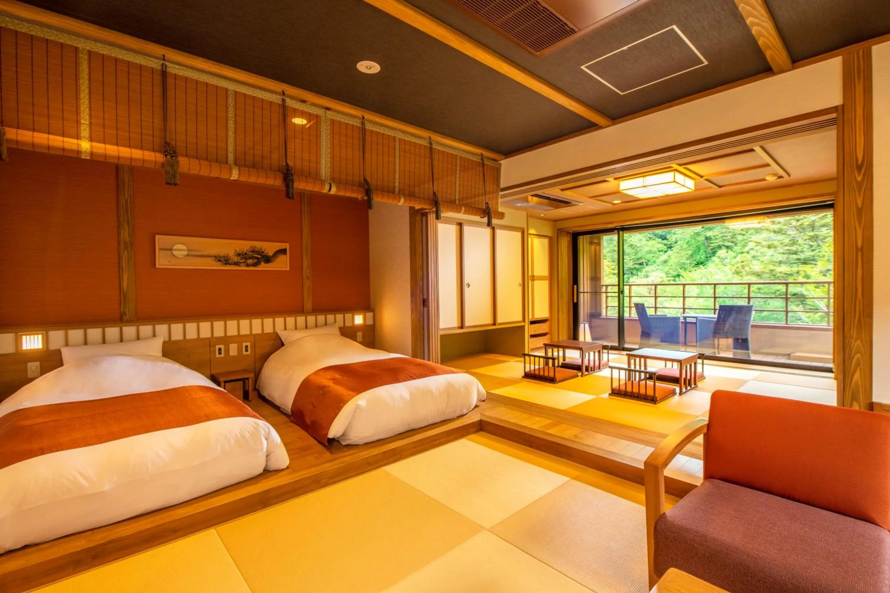 Bed in Shionoyu Onsen Rengetsu