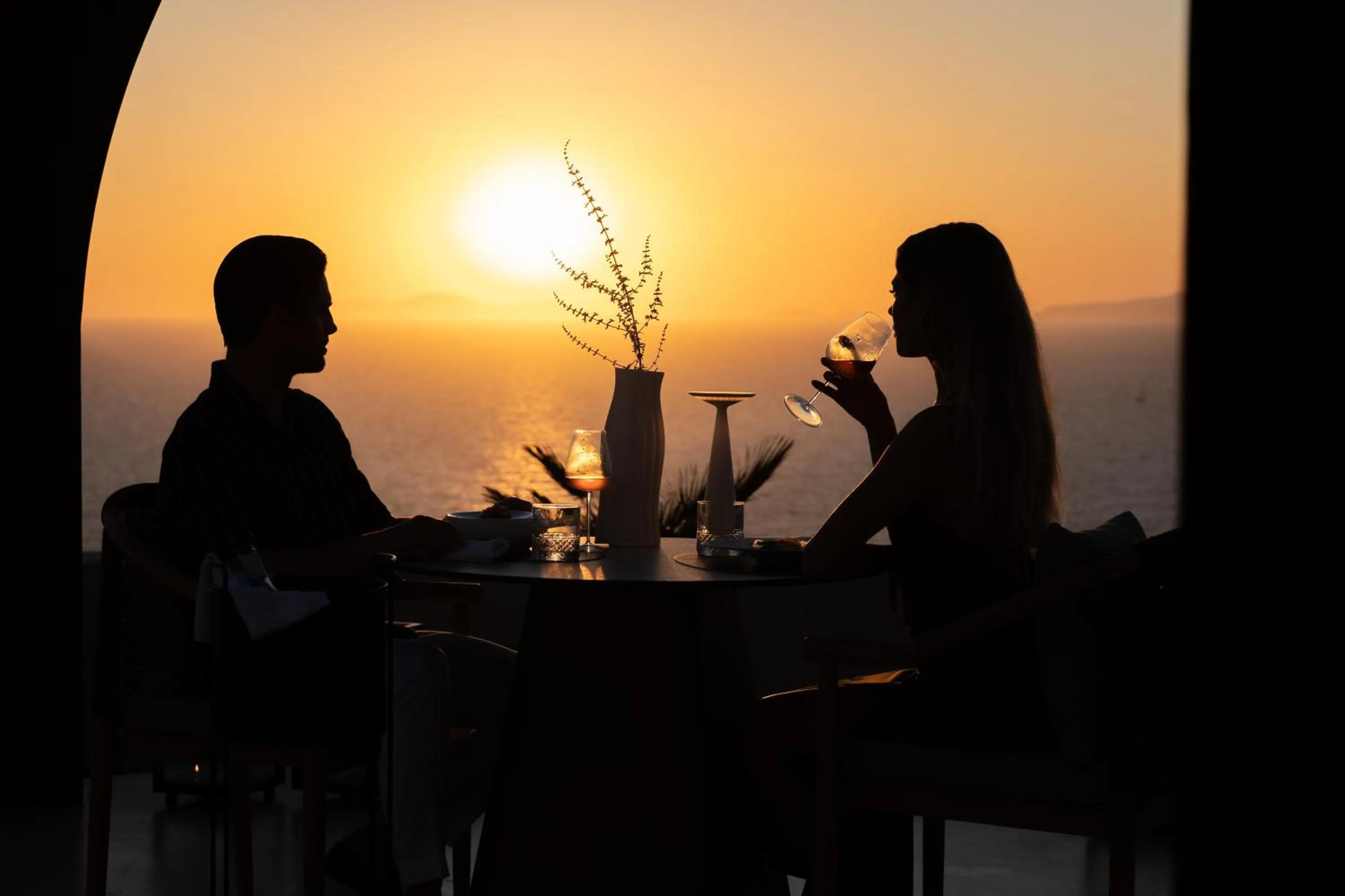 Sunset in Santo Mine Oia Suites