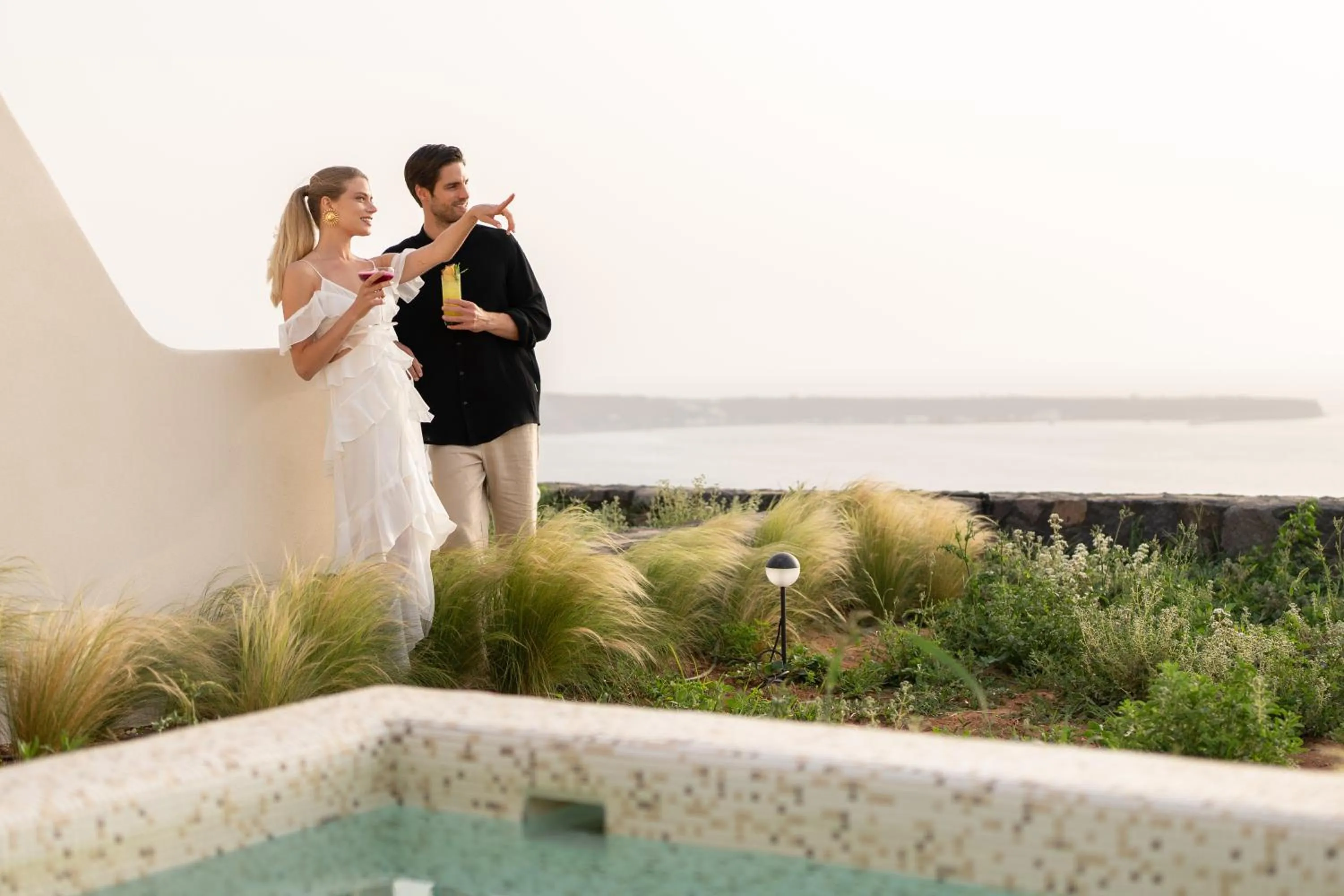 People in Santo Mine Oia Suites