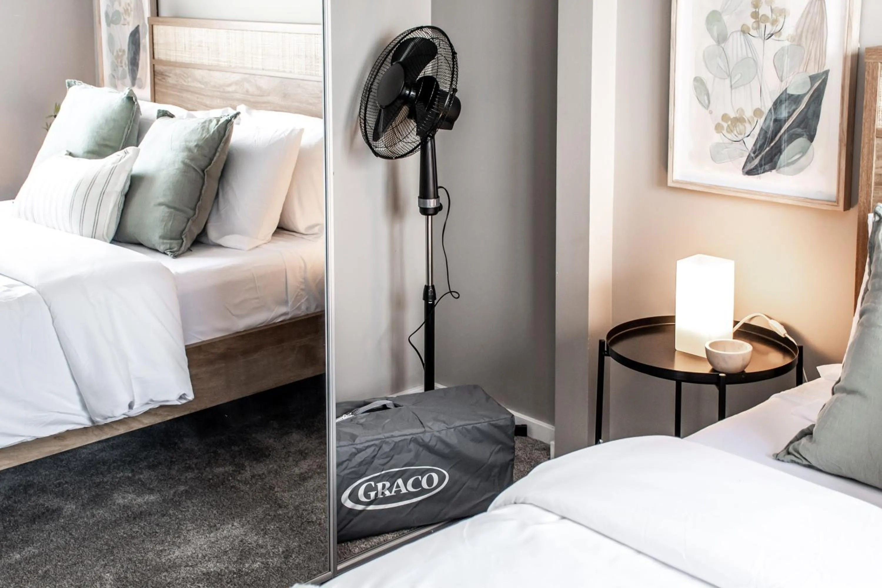 fireplace, Bed in Peaceful Oasis Condo, AC, Top Floor, Secure UG Parking, Balcony, King Bed!