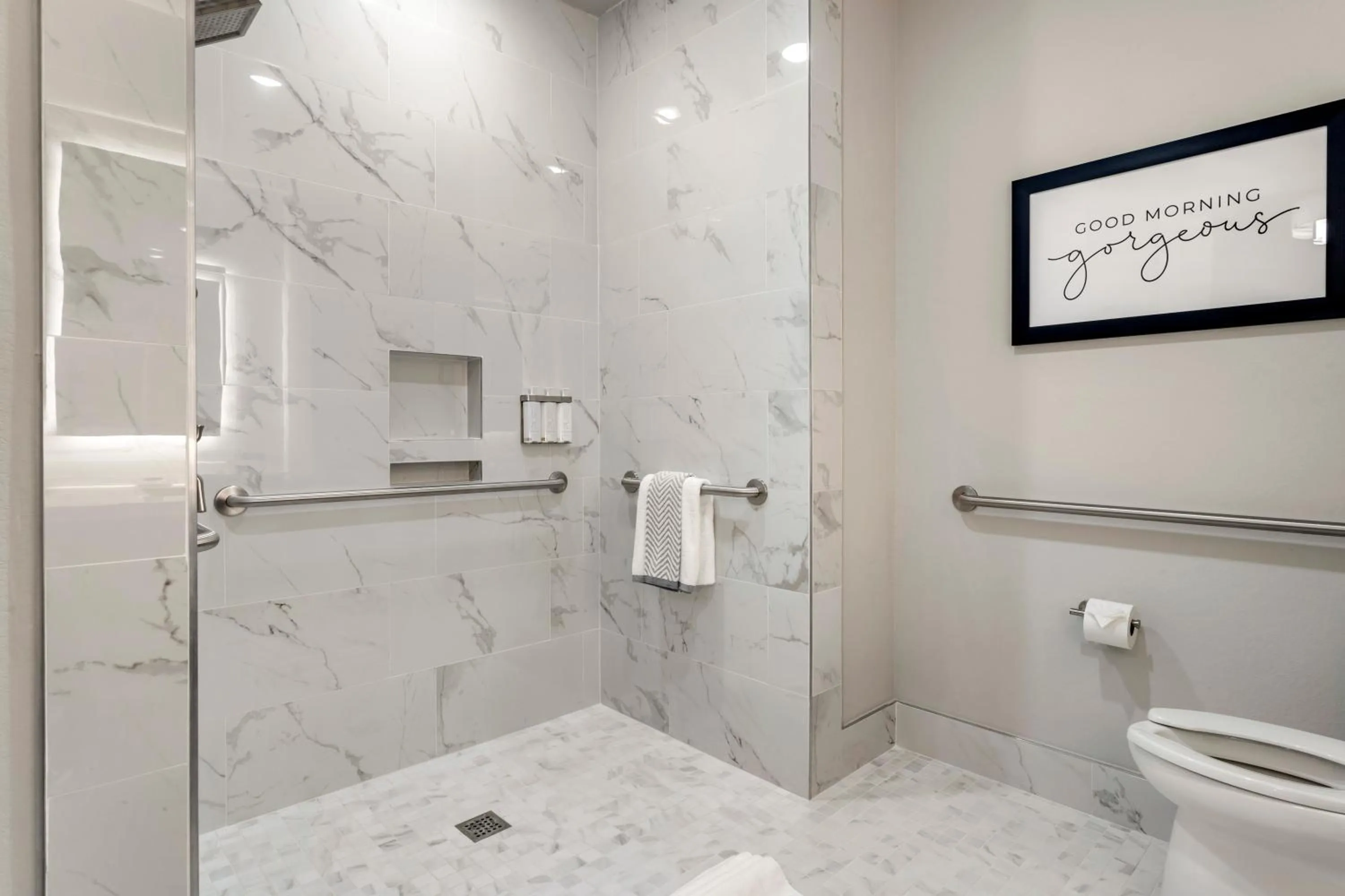 Shower in Cambria Hotel Austin Uptown near the Domain