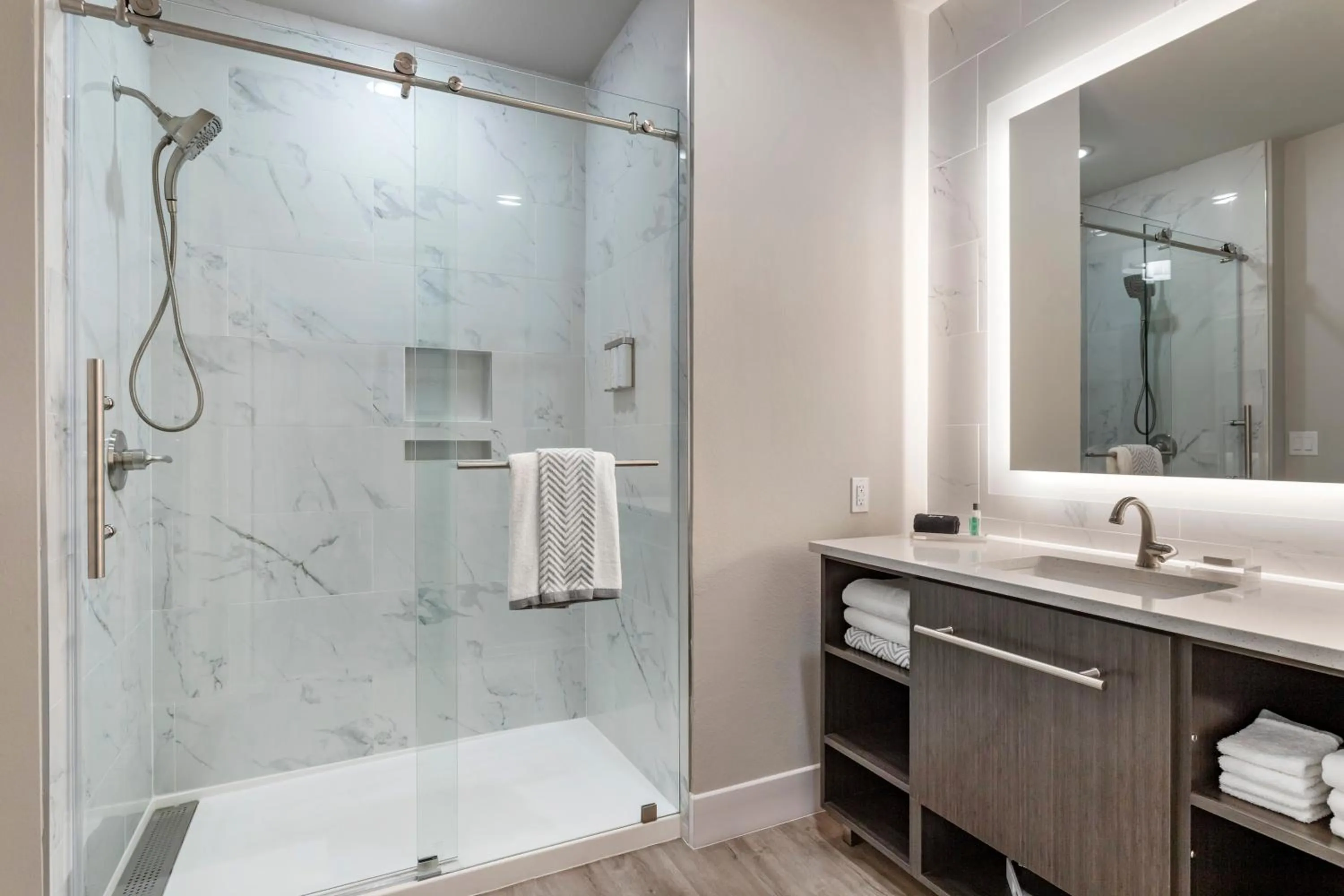 Shower in Cambria Hotel Austin Uptown near the Domain