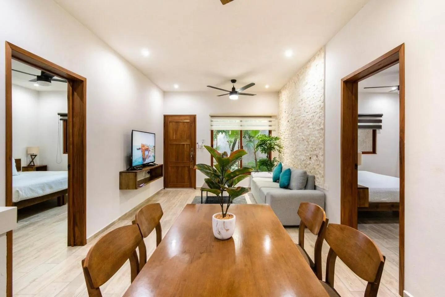 Living room, Bed in Aldea Xaan Ha Tulum