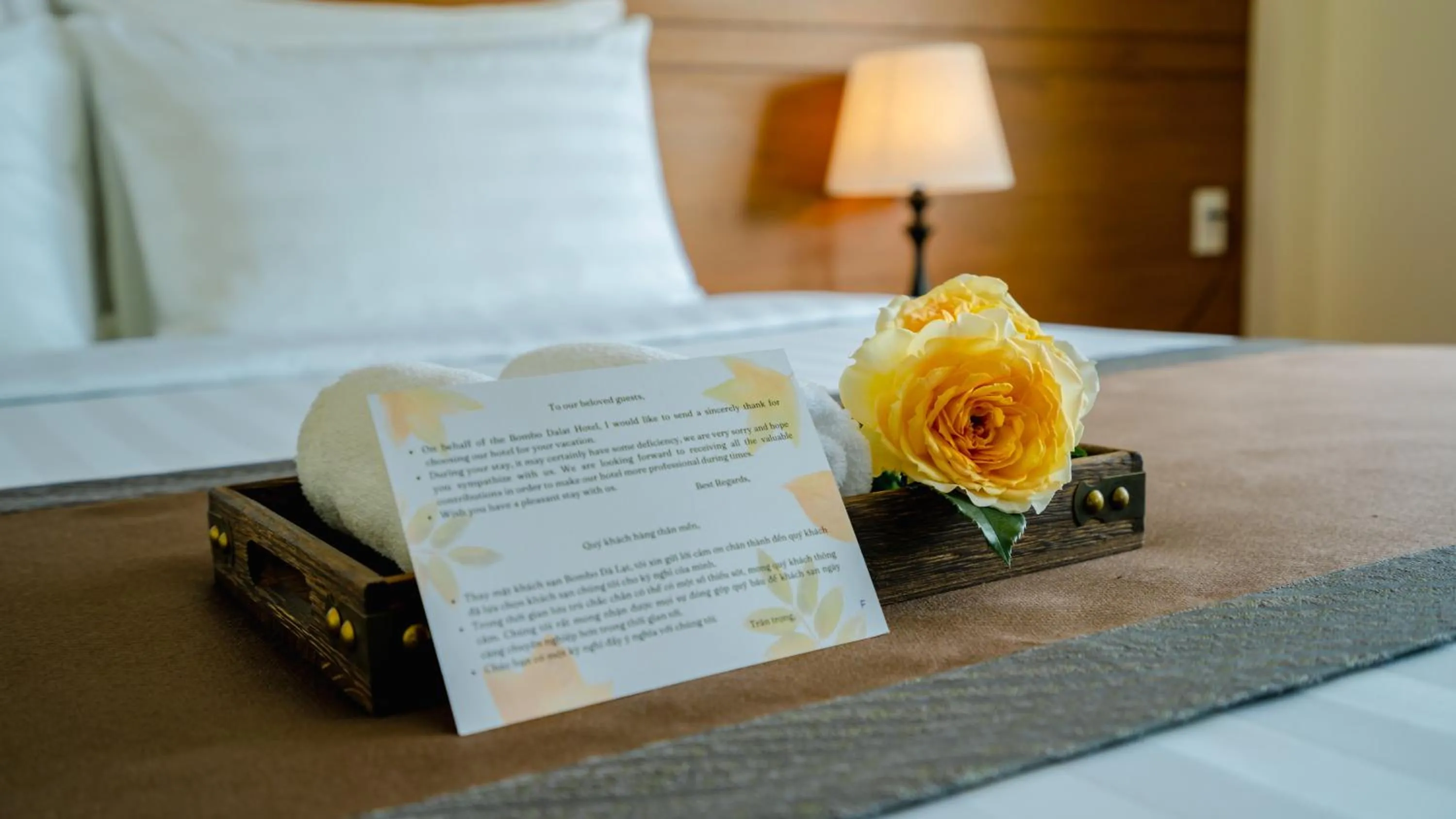 Property building, Bed in Bombo DaLat Hotel