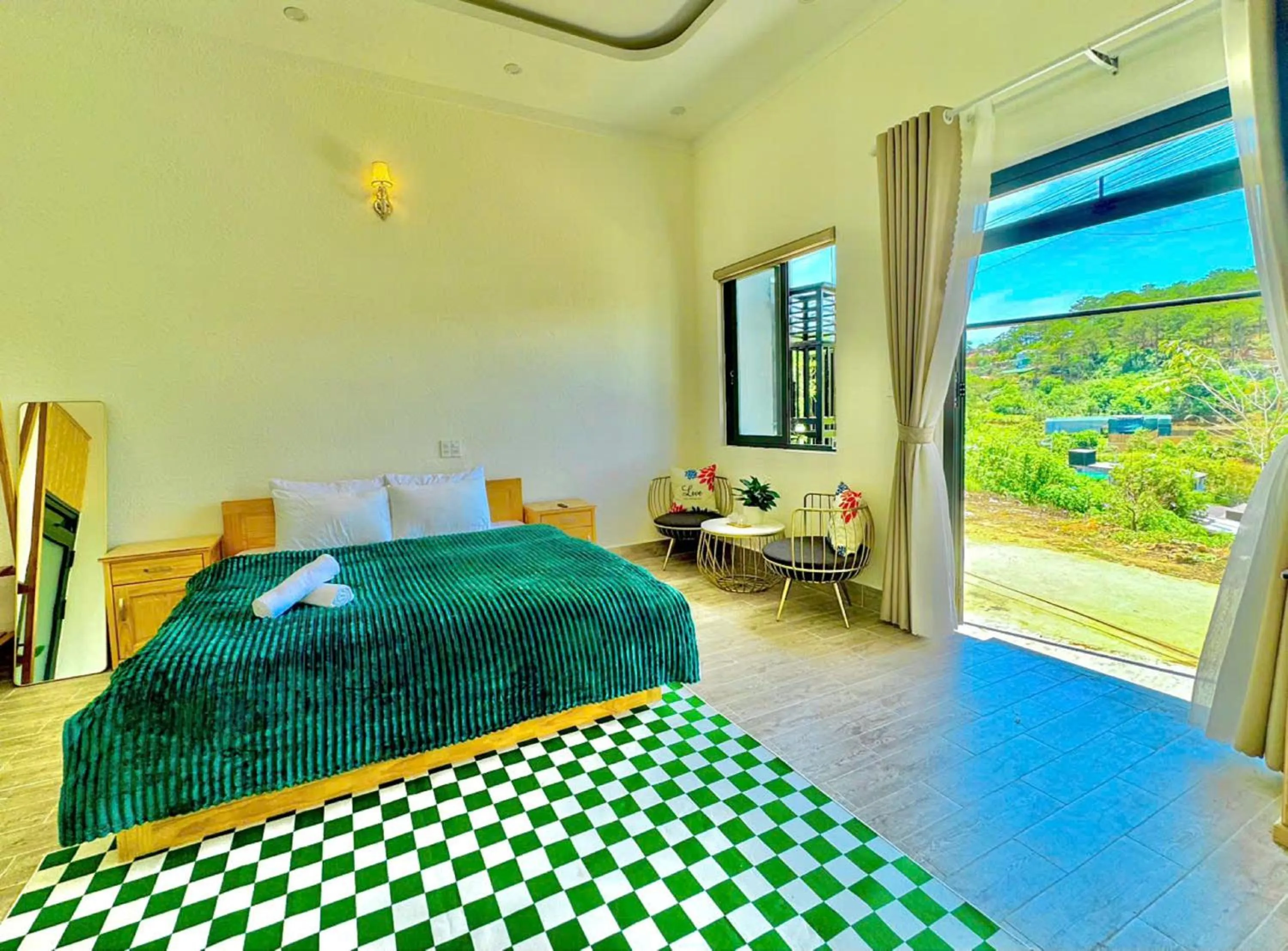 Bed in Pine Forest House Dalat