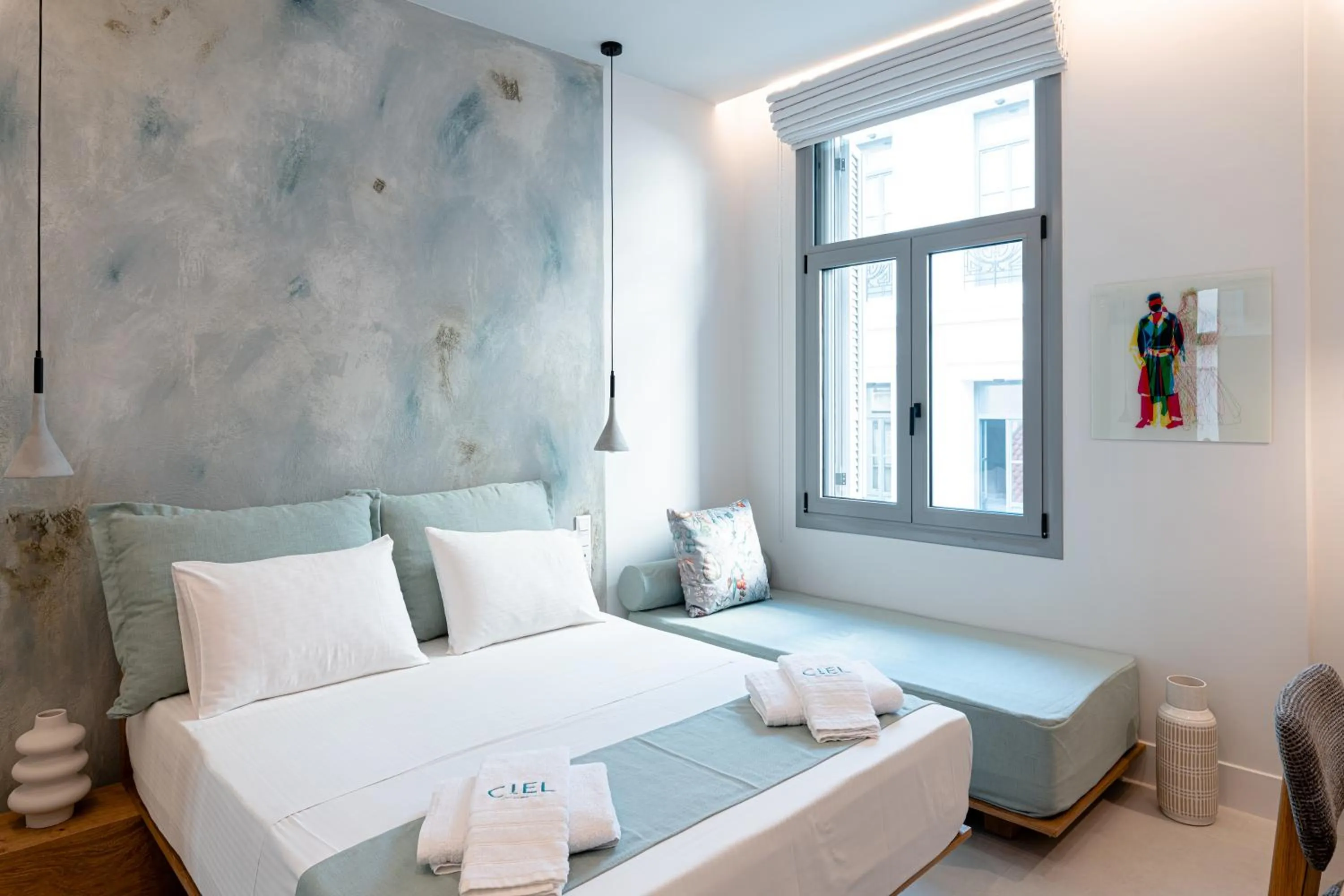 Bed in Ciel Suites Athens