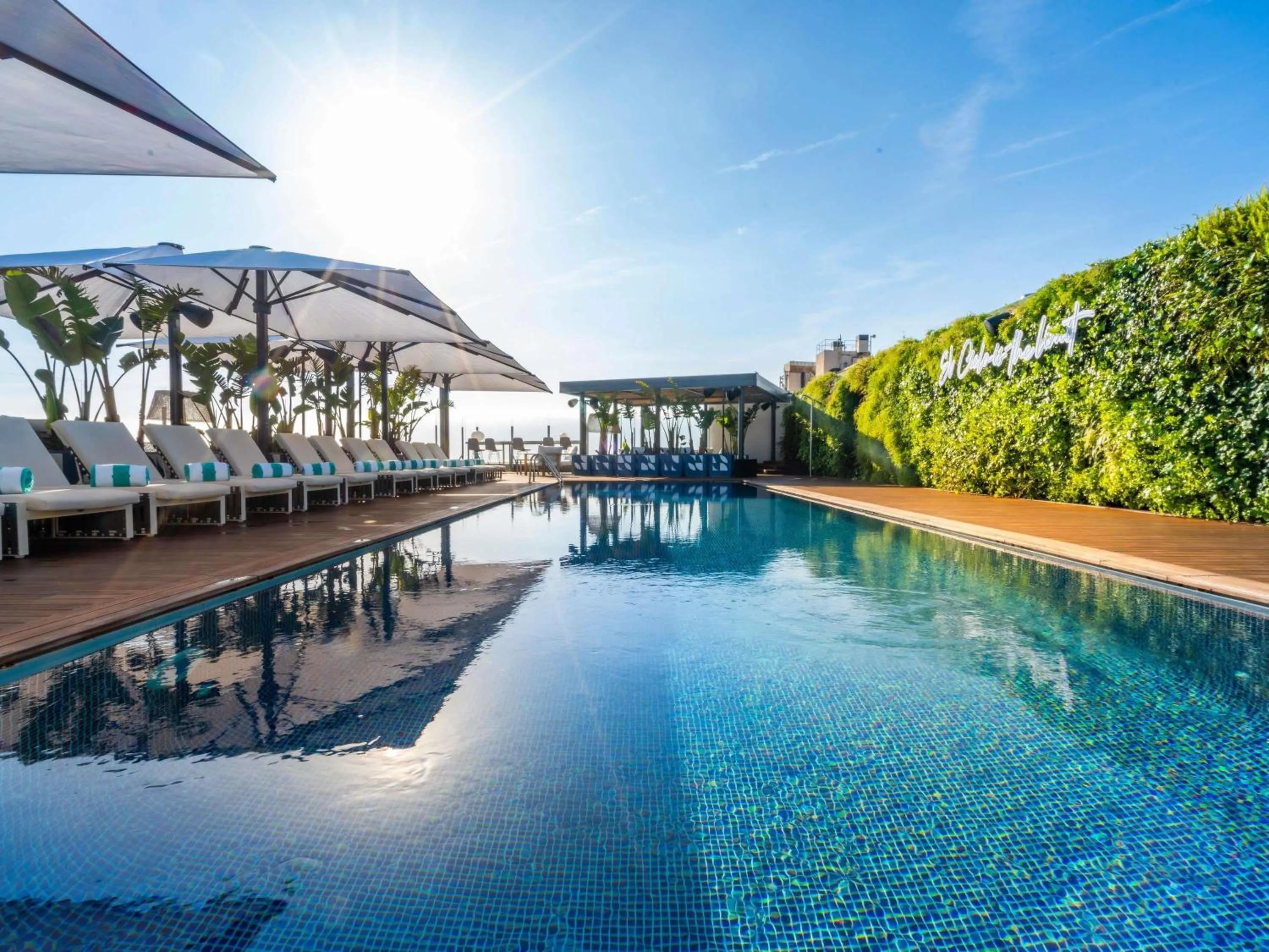 Pool view in Sofitel Barcelona Skipper